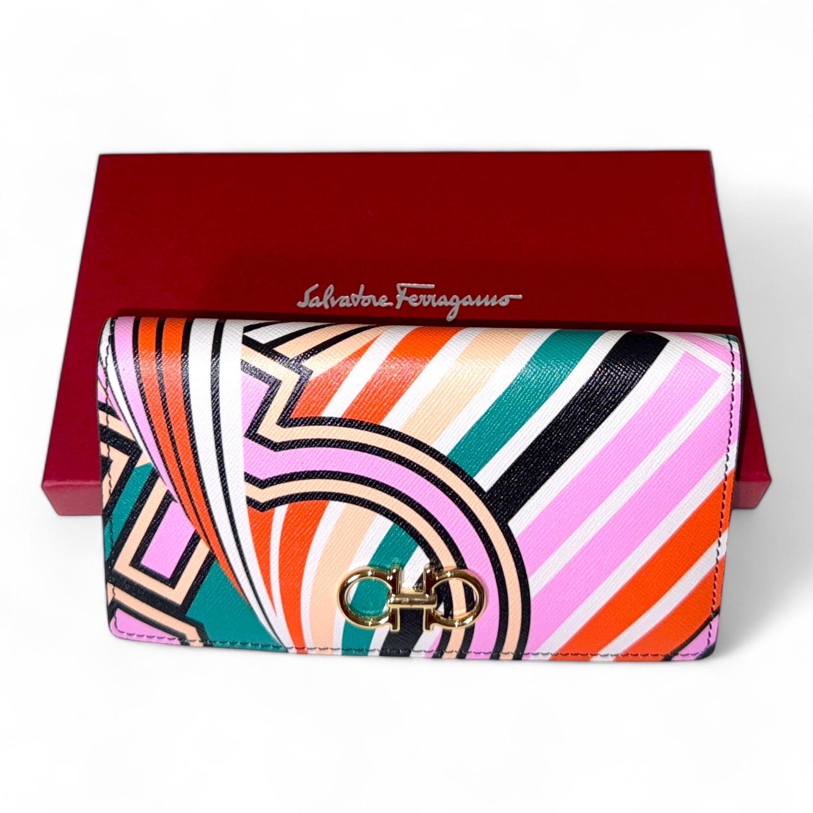 NEW Salvatore Ferragamo Multicolor Gancini Wallet - Full Set For Sale 3