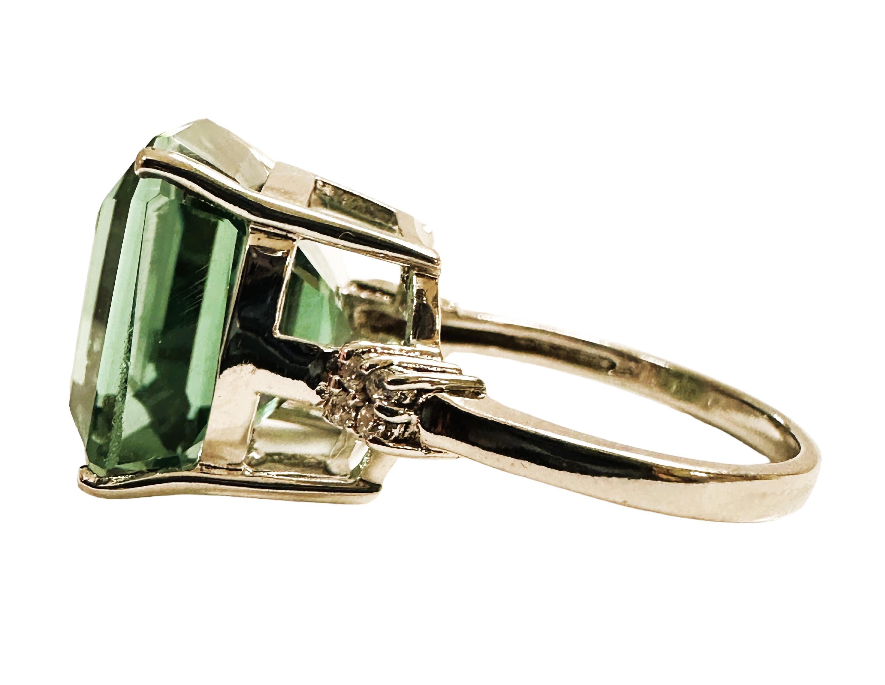 Neuer Santa Maria 14.20 Karat Aquamarin & weißer Saphir Sterling Ring (Art déco)