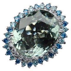 New Santa Maria 15.60 Ct Aquamarine & Blue Apatite Sterling Ring