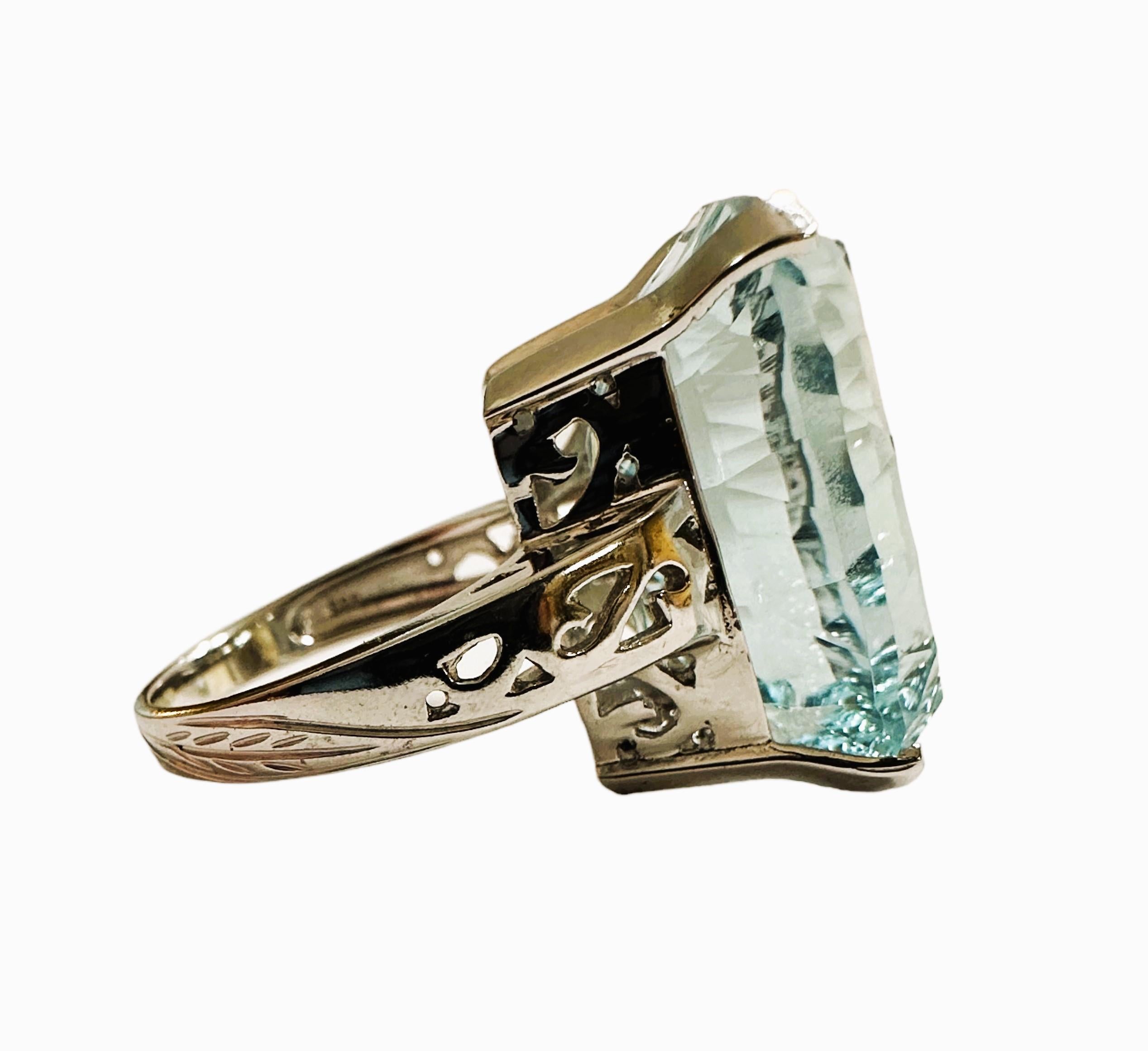 Neuer Santa Maria 21,10 Karat Aquamarin Concave Cut Sterling Ring im Zustand „Neu“ in Eagan, MN