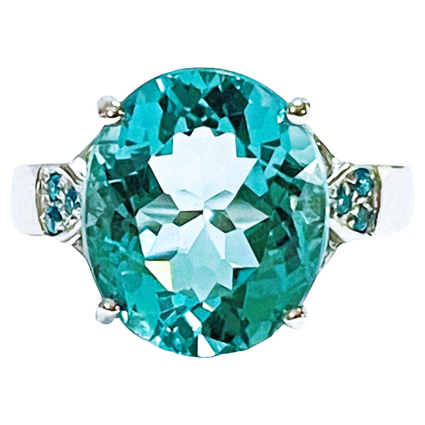 Gorgeous Aquamarine Butterfly Ring – Large Oval Stone In Alloy Silver 11 thumbnail image