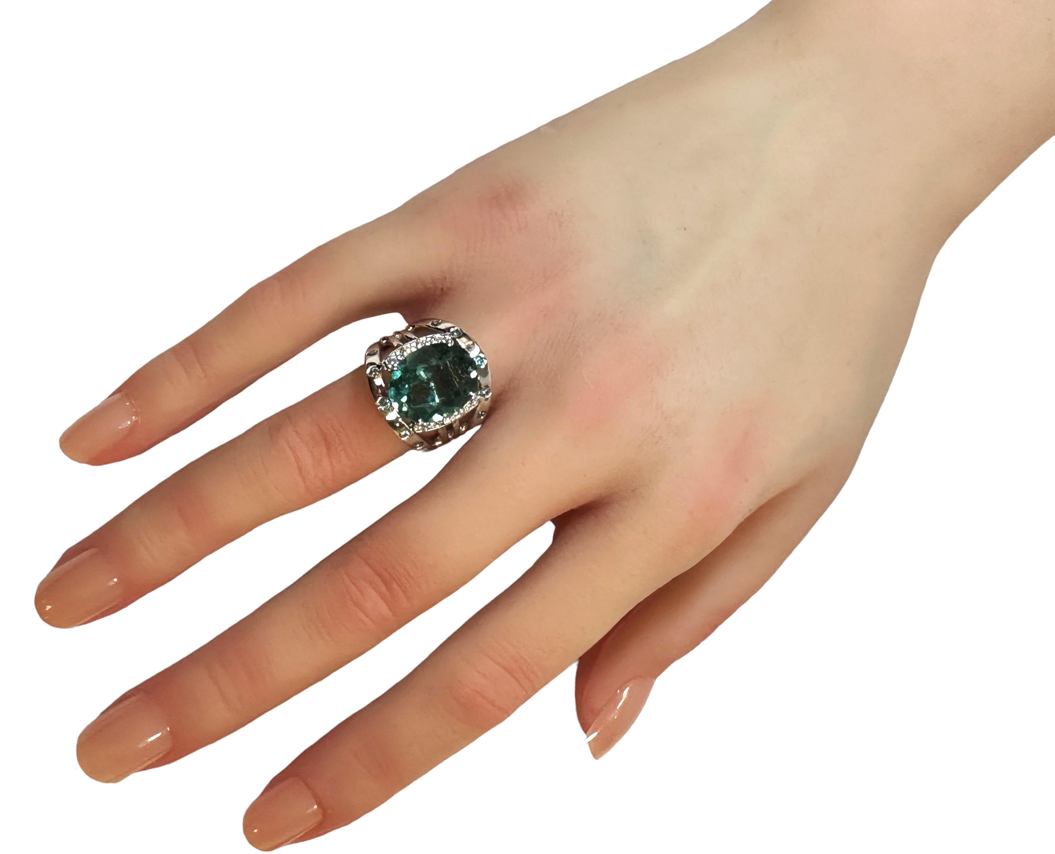 Neuer Santa Maria 4,90 Karat Bluish Green Aquamarin & Blauer Saphir Sterling Ring 1