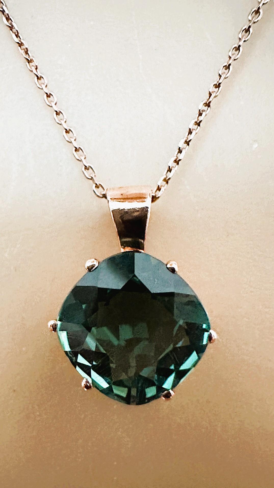 New Santa Maria 5.90 ct Greenish Blue Aquamarine RGold Plated Sterling Necklace 4