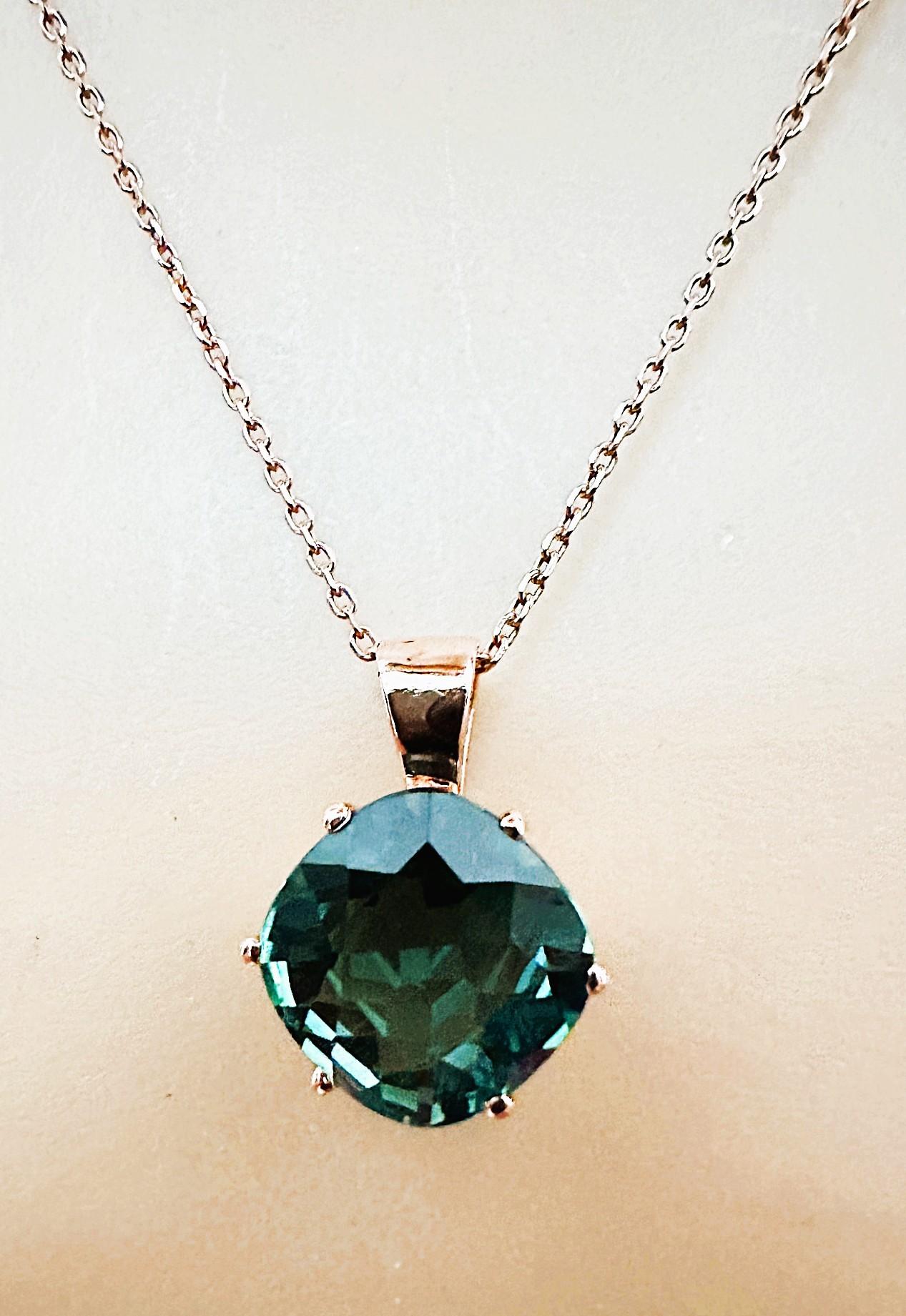 New Santa Maria 5.90 ct Greenish Blue Aquamarine RGold Plated Sterling Necklace 3