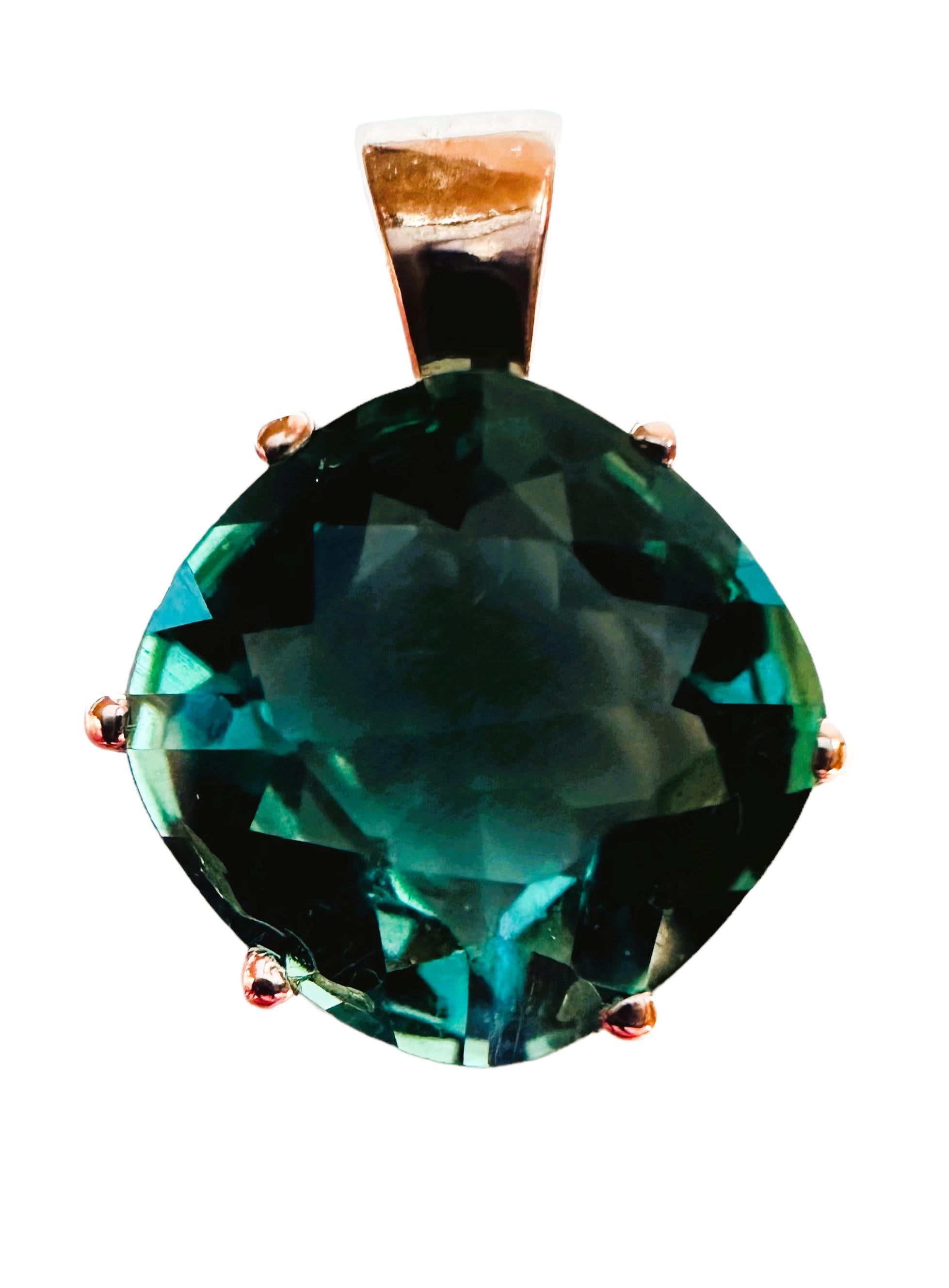 Antique Cushion Cut New Santa Maria 5.90 ct Greenish Blue Aquamarine RGold Plated Sterling Necklace