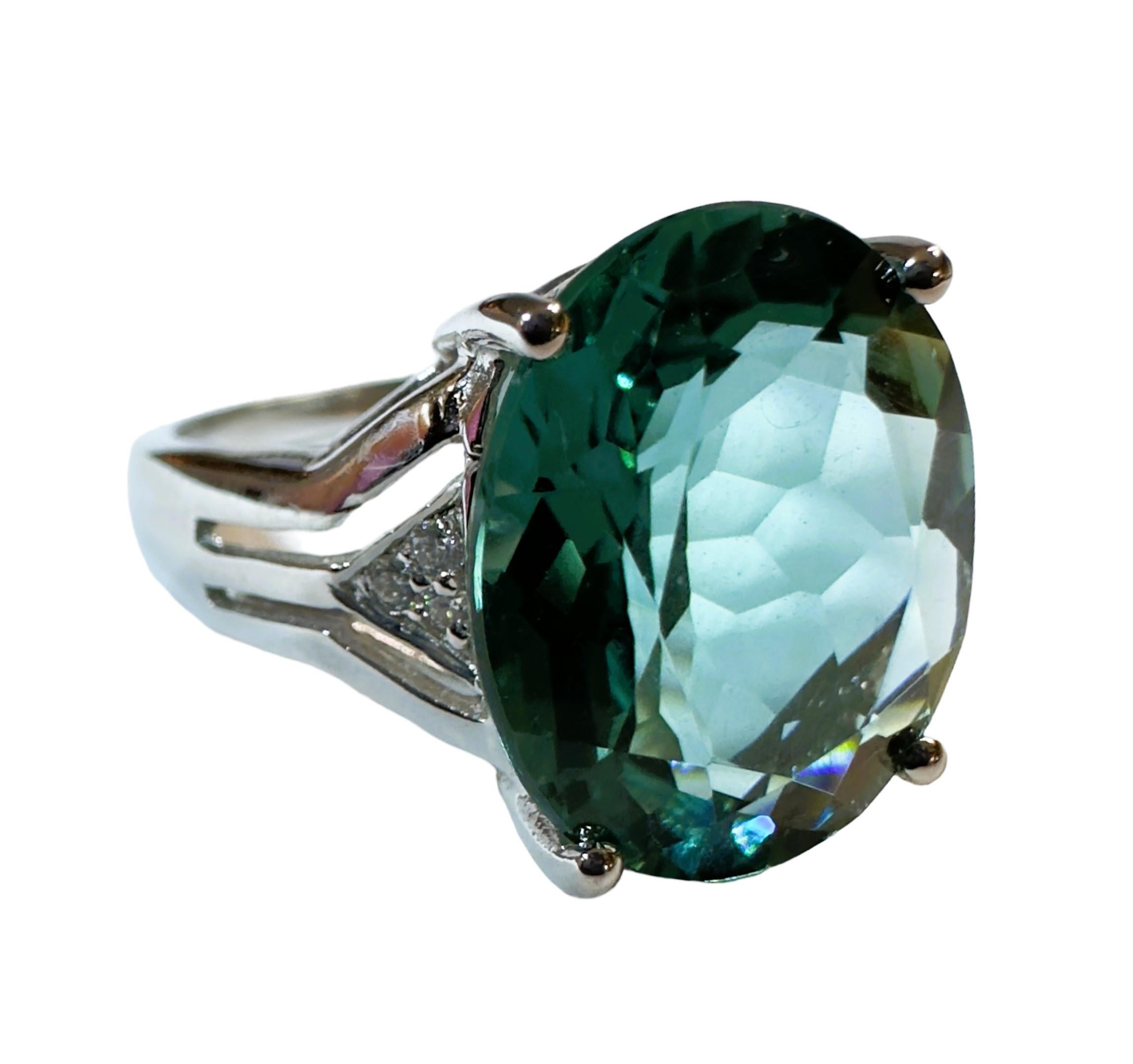 Women's New Santa Maria 6.70 Ct Aquamarine & White Sapphire Sterling Ring  For Sale