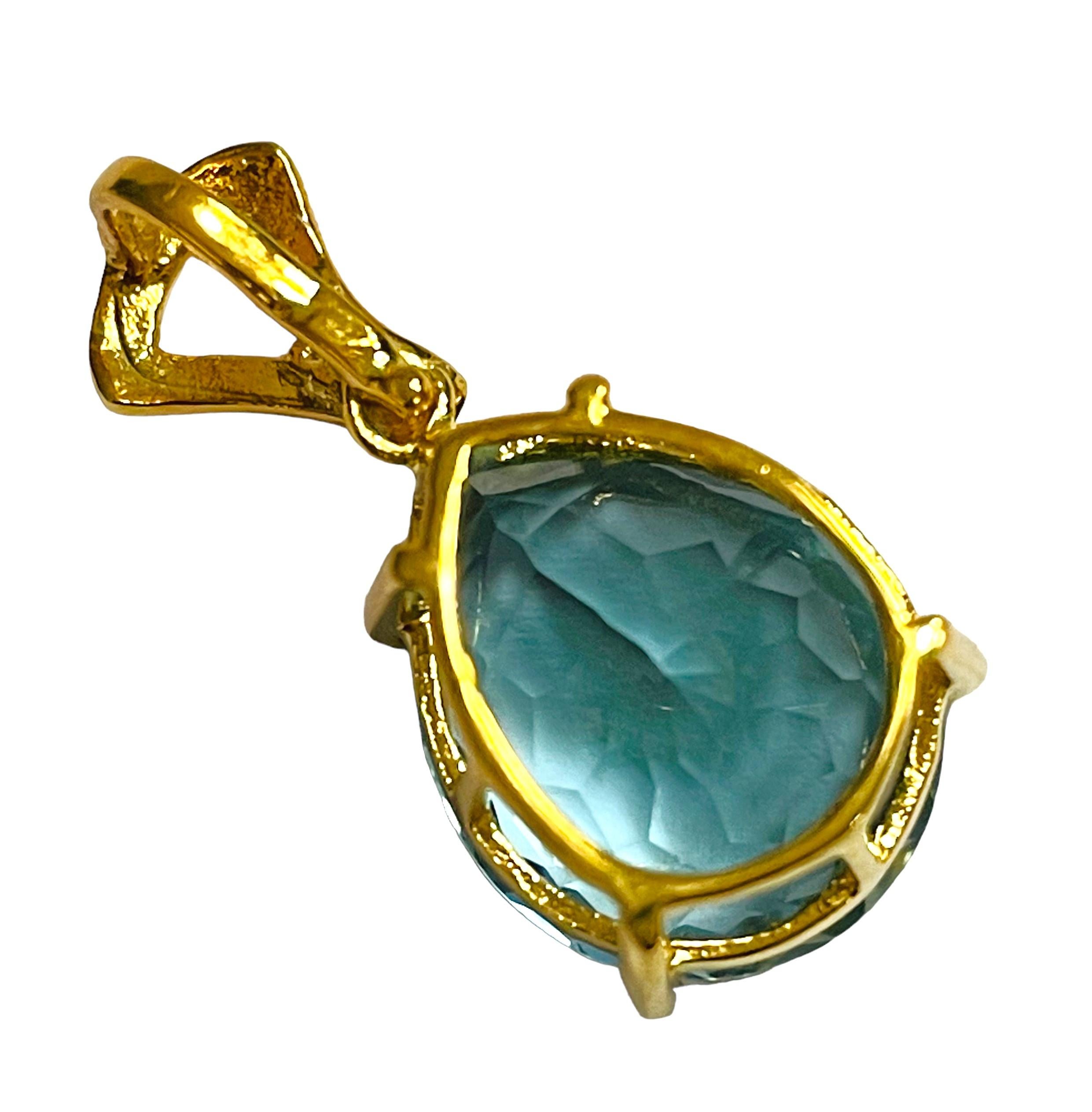 Women's New Santa Maria 7.3 Ct Pear Cut Aquamarine Rose Gold Plated Sterling Pendant
