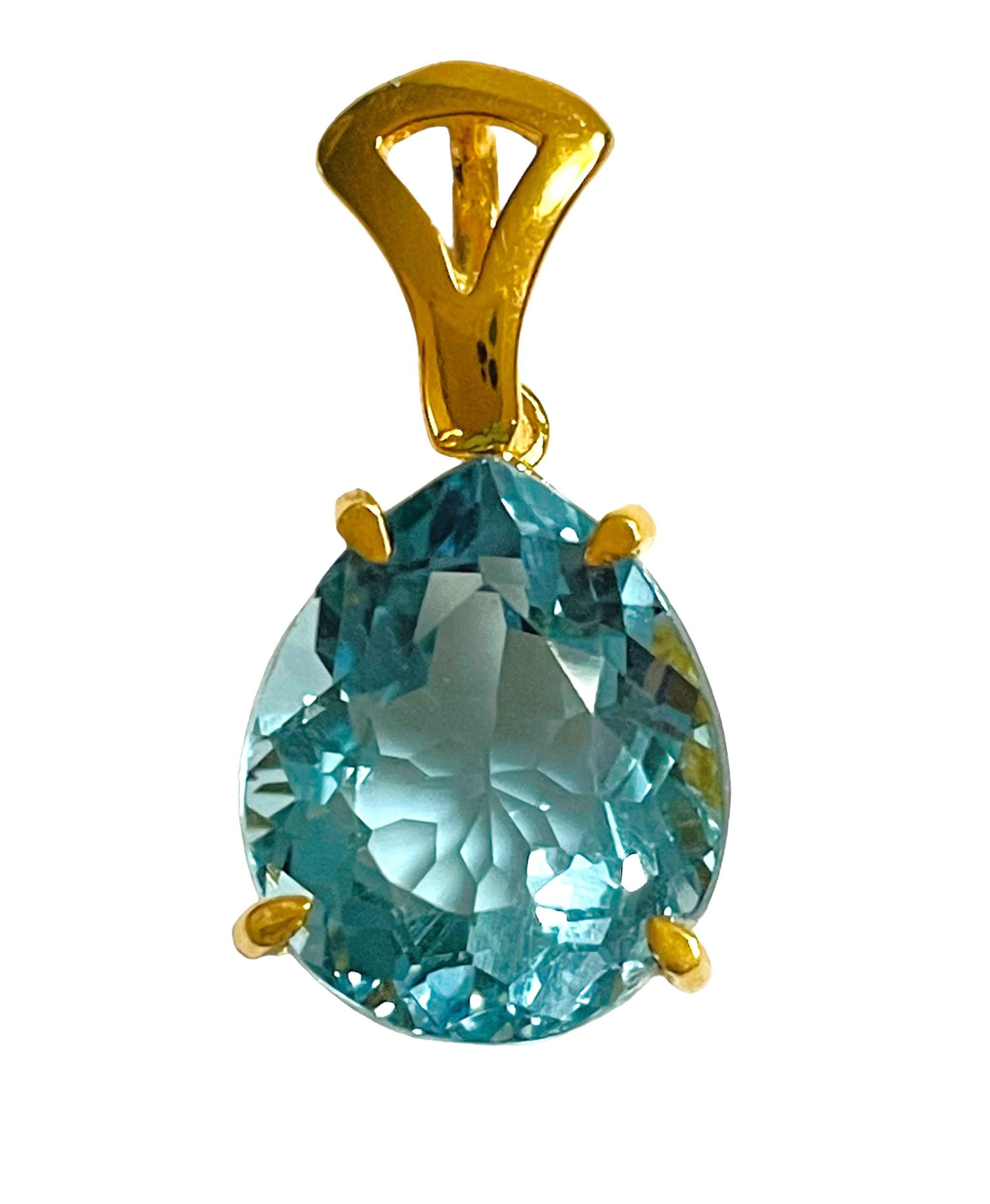 New Santa Maria 7.3 Ct Pear Cut Aquamarine Rose Gold Plated Sterling Pendant 2