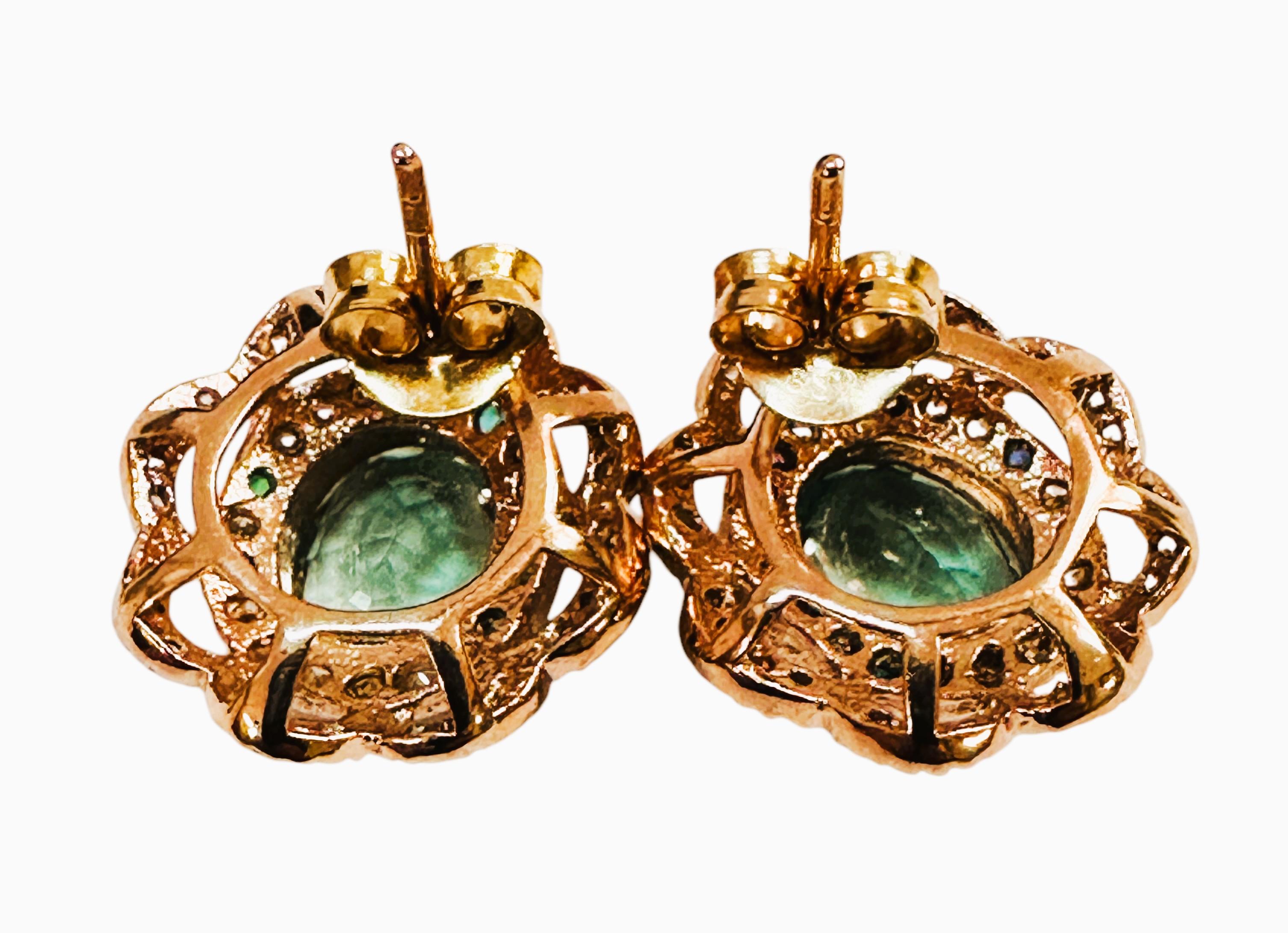 Oval Cut New Santa Maria 8.5 ct Blue Tourmaline & Sapphire RGold Plated Sterling Earrings For Sale