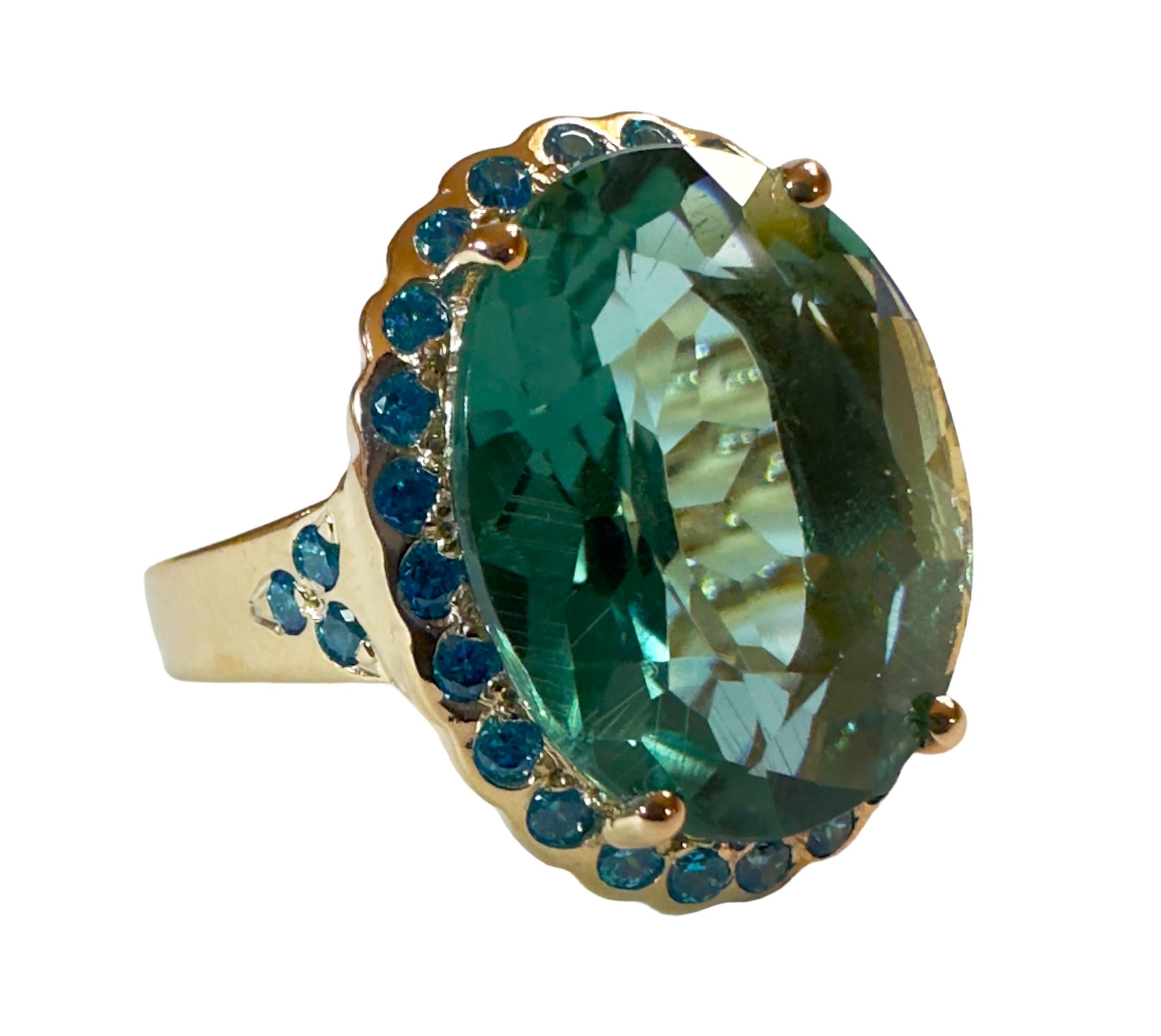 New Santa Maria 8.60 Ct Aquamarine & Sapphire RGold Plated Sterling Ring  In New Condition For Sale In Eagan, MN