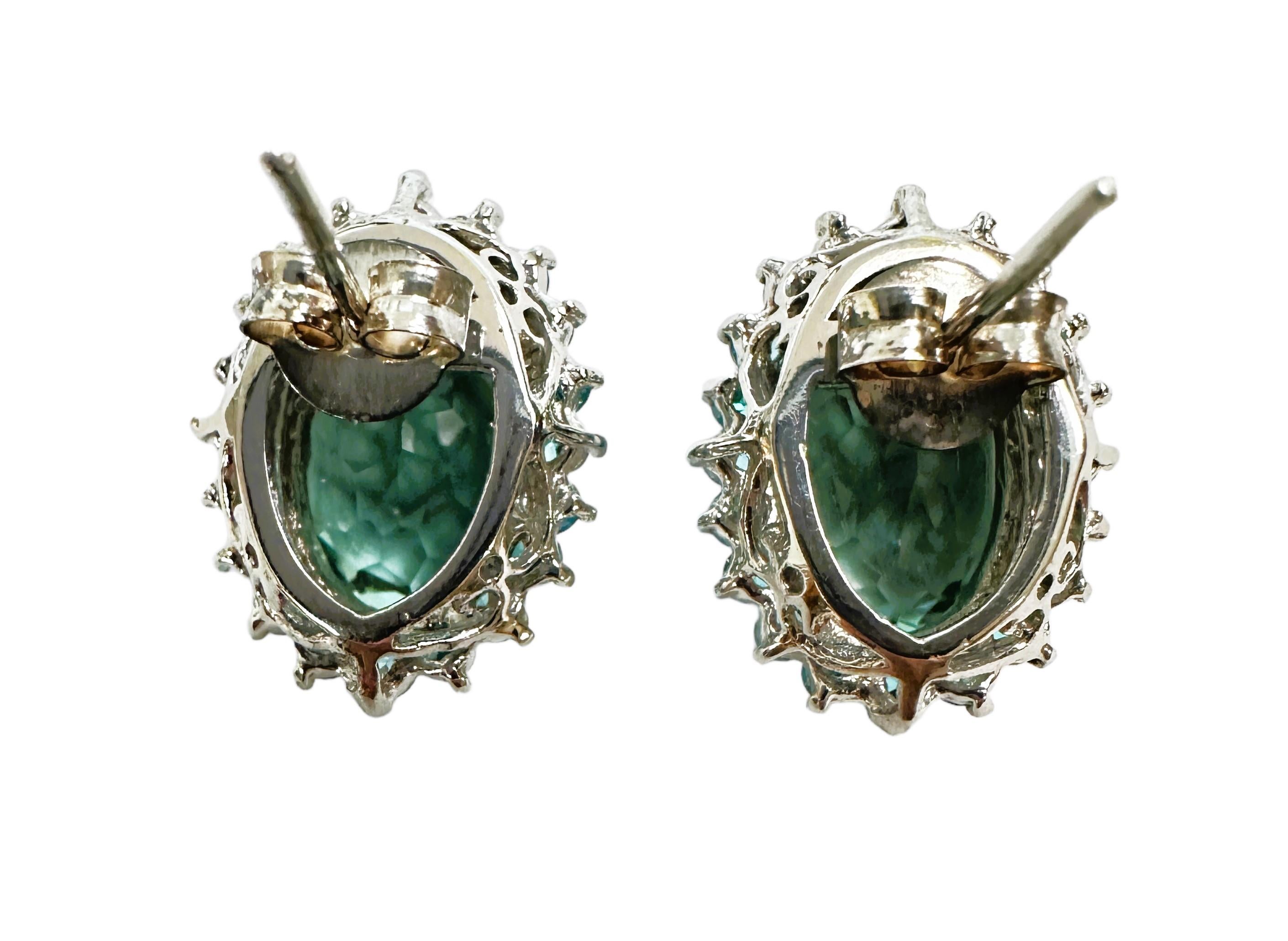 Oval Cut New Santa Maria 9.0 ct Aquamarine & Neon Blue Sapphire Sterling Earrings