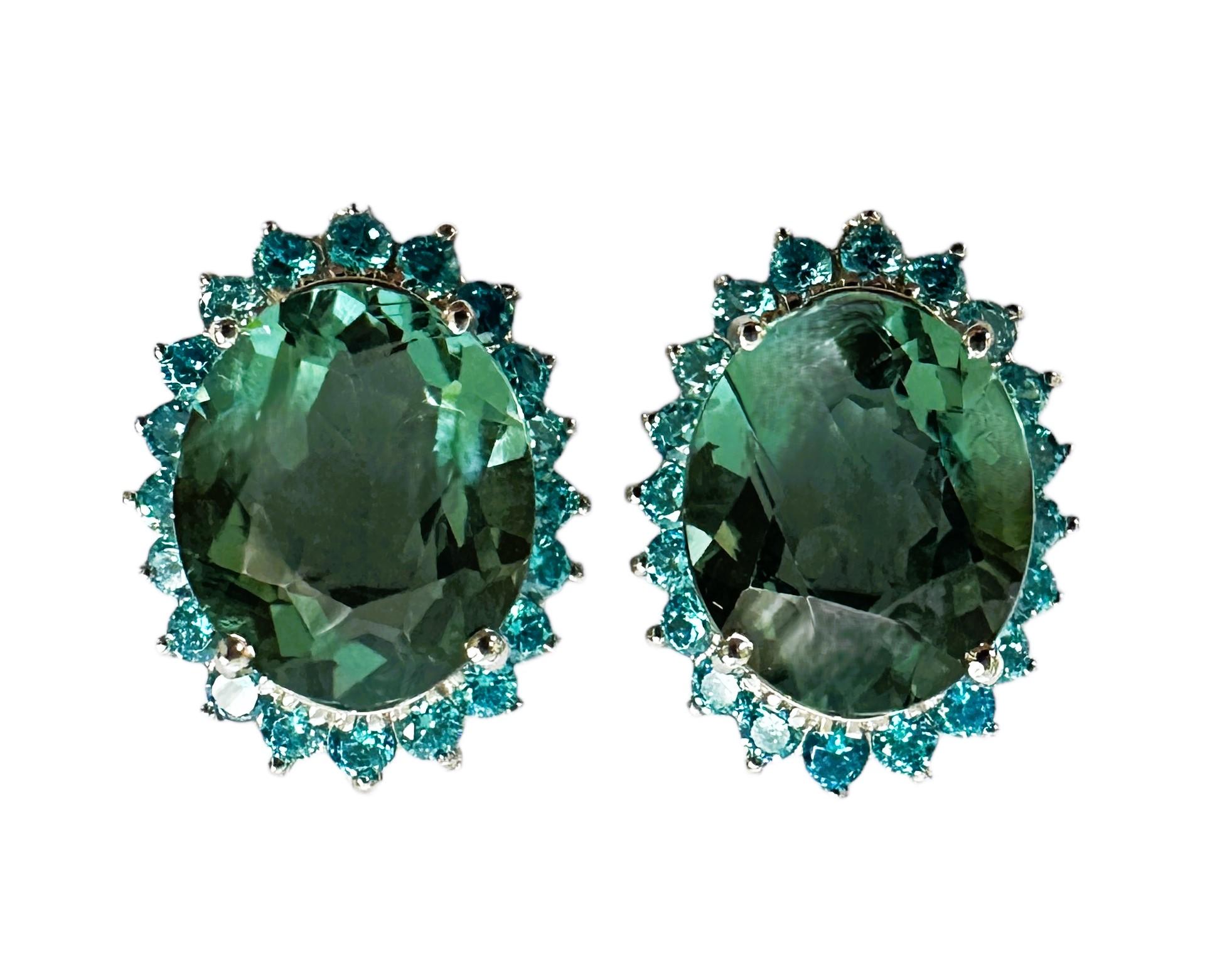 New Santa Maria 9.0 ct Aquamarine & Neon Blue Sapphire Sterling Earrings In New Condition In Eagan, MN