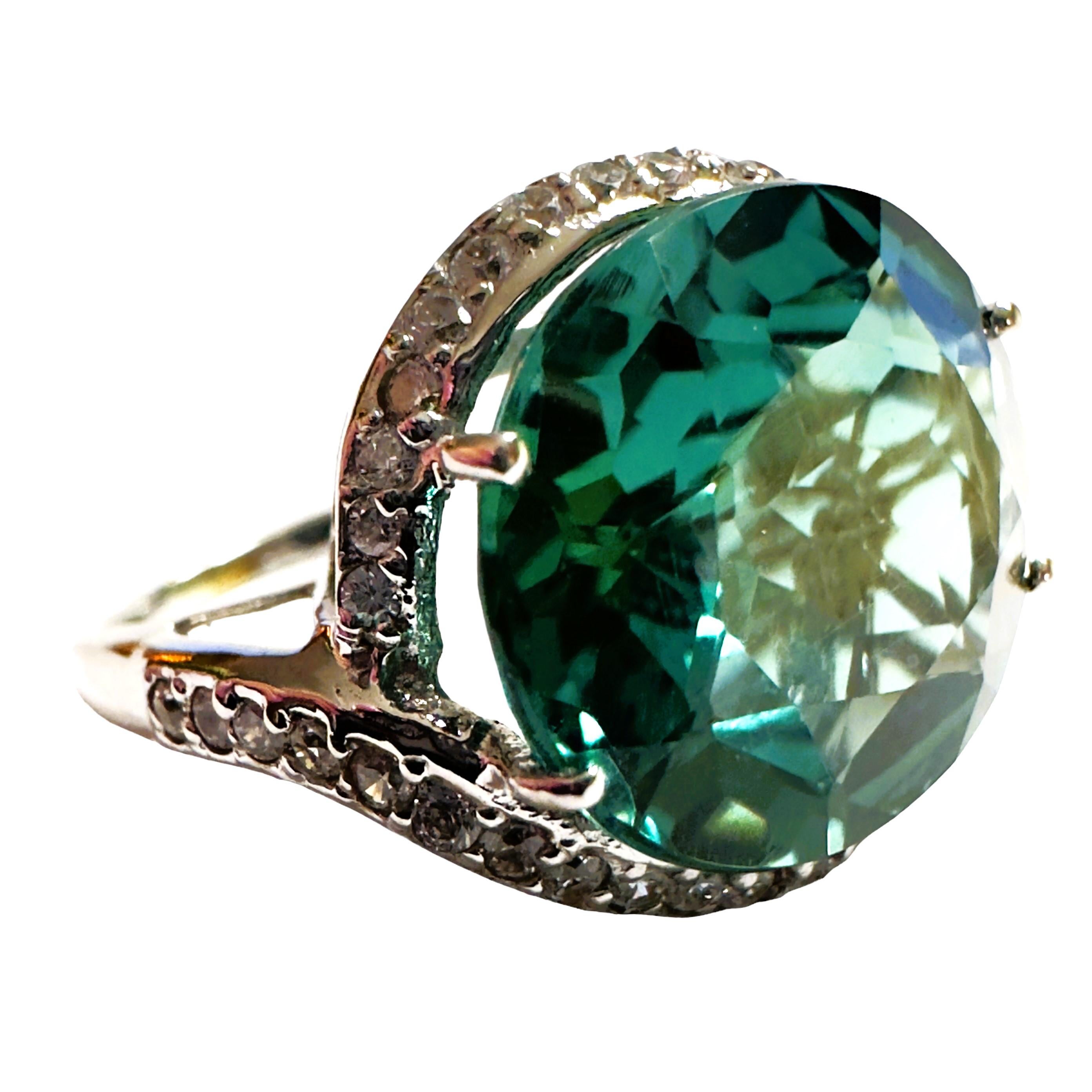 Women's New Santa Maria IF 10.2 Ct Aquamarine & Sapphire Sterling Ring 