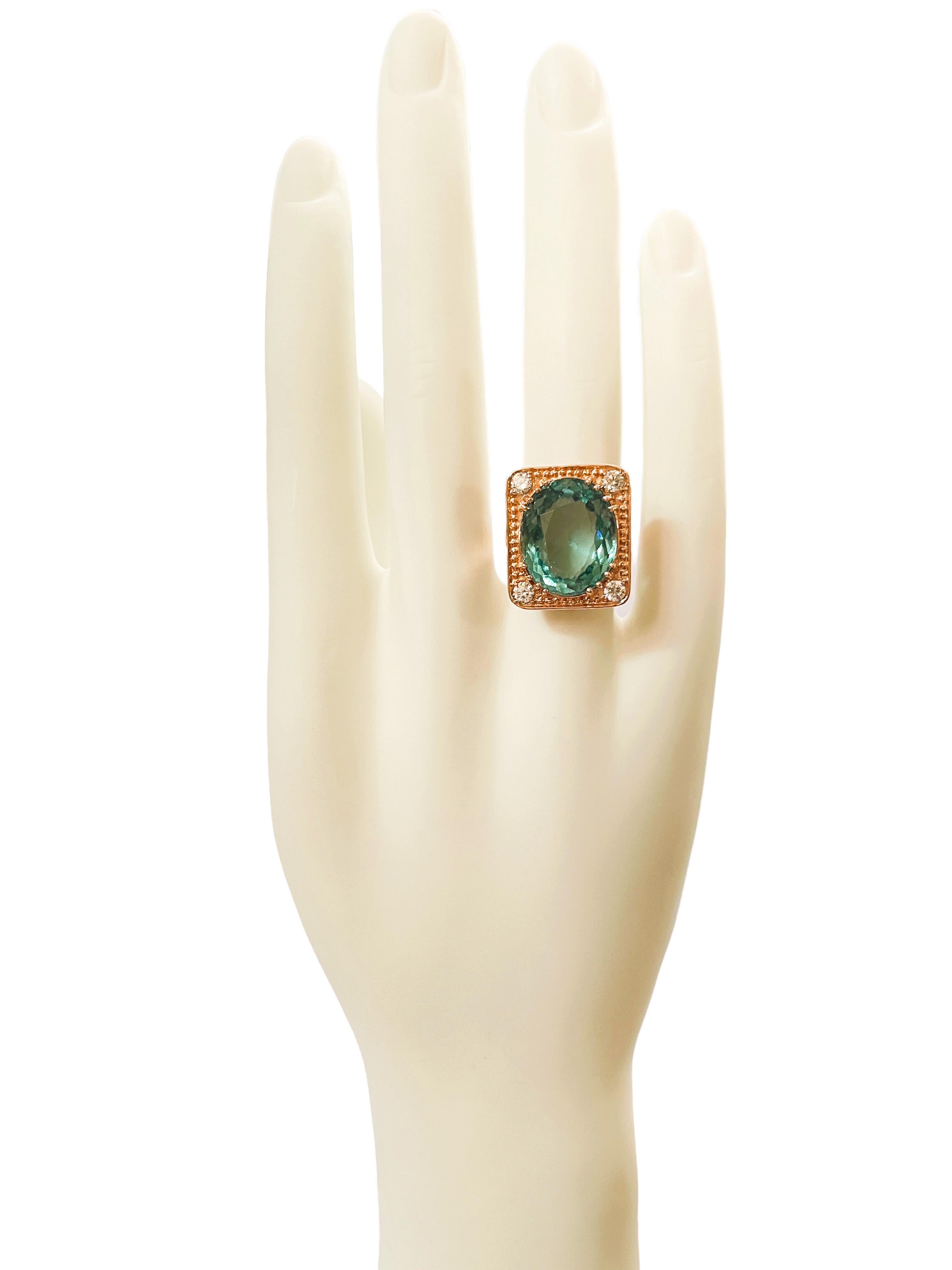 Women's New Santa Maria IF 10.5 Ct Aquamarine & Whit Sapphire Rgold Plated Sterling Ring