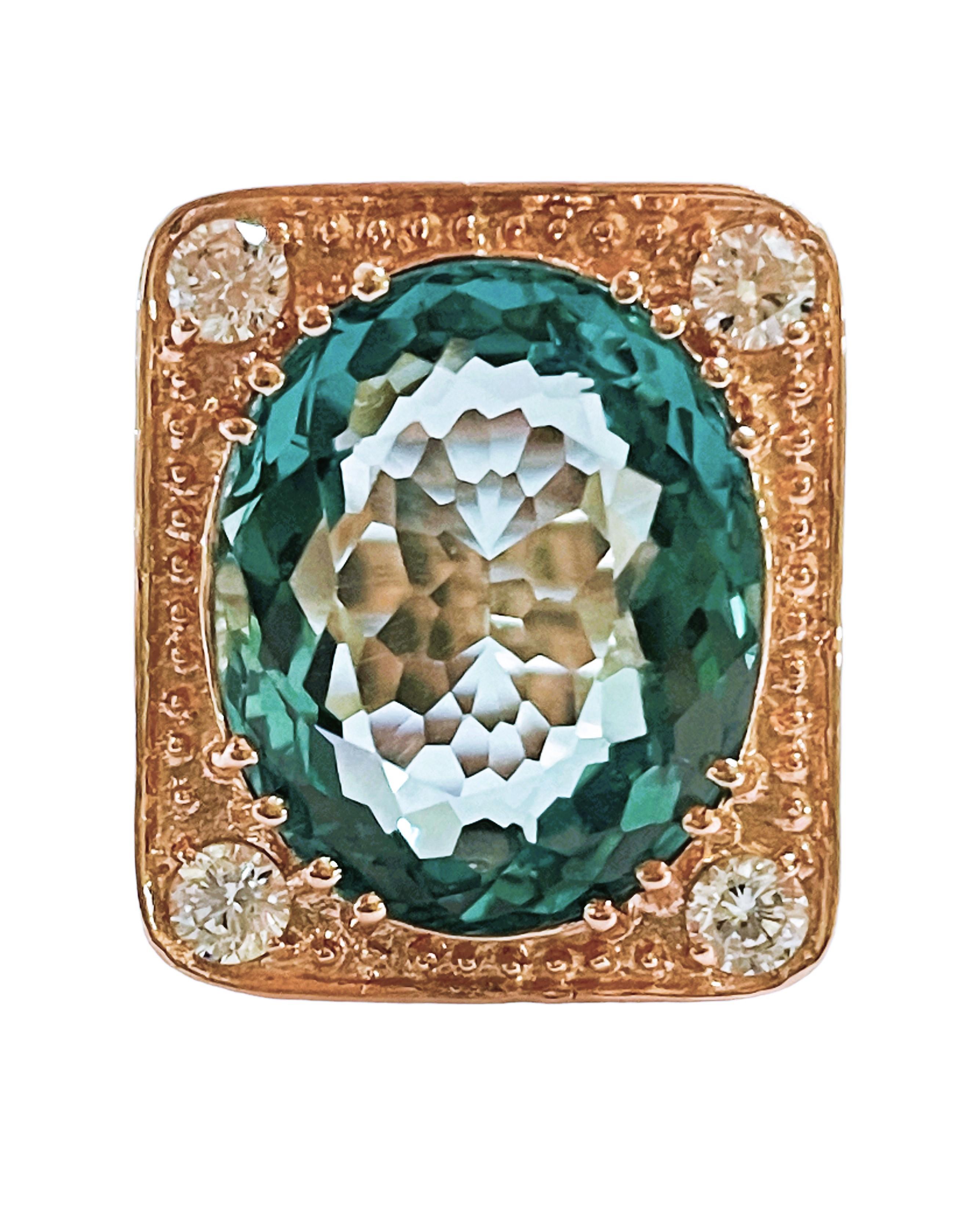 New Santa Maria IF 10.5 Ct Aquamarine & Whit Sapphire Rgold Plated Sterling Ring 1