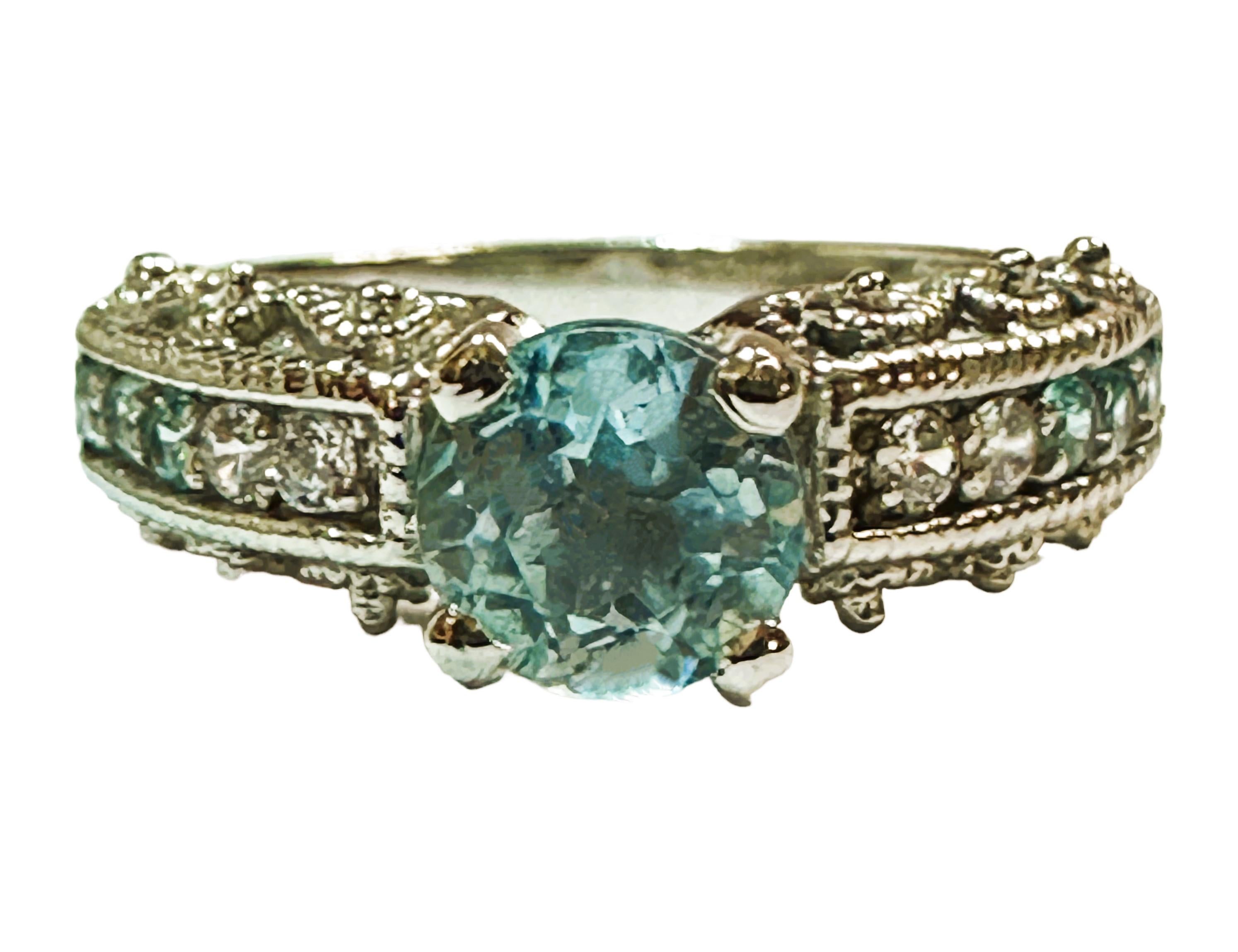 Women's New Santa Maria IF 1.10 Carat Aquamarine & Blue Sapphire Sterling Ring