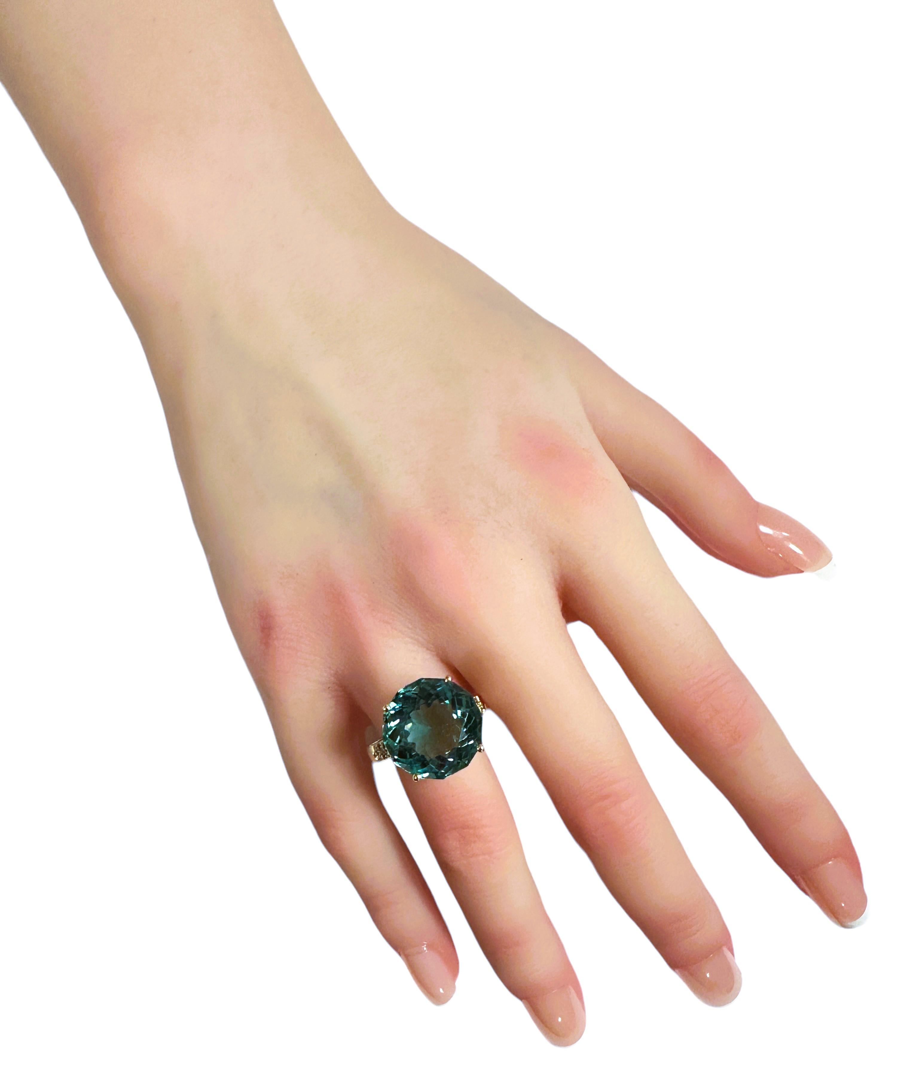 Women's New Santa Maria IF 13.30 Ct Aquamarine & Sapphire YGold Plated Sterling Ring 