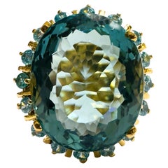 Santa Maria IF 13,90 Karat Aquamarin 
Saphir Y vergoldeter Sterling-Ring