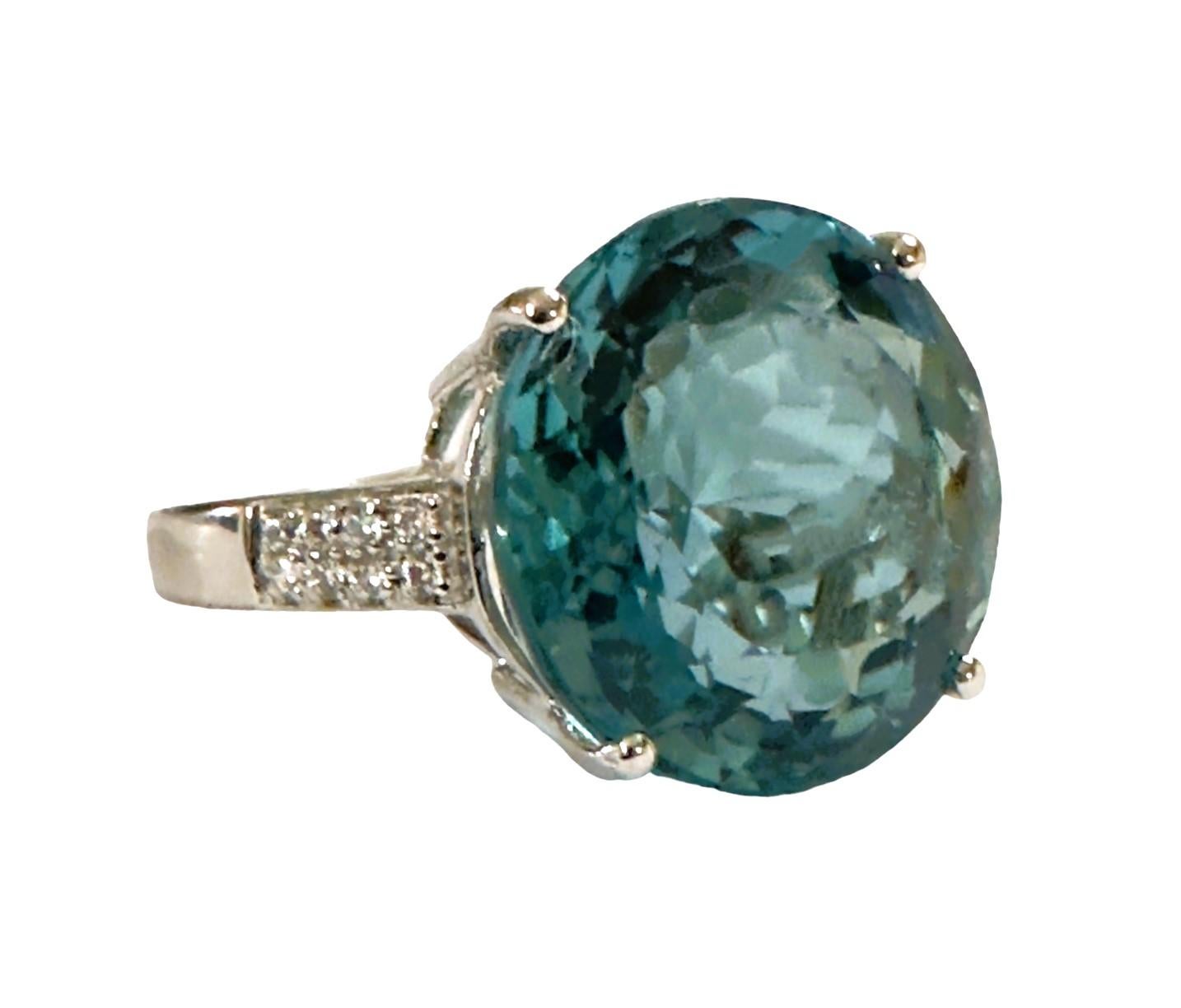 Women's New  Santa Maria IF 14 ct Aquamarine & Sapphire Sterling Ring