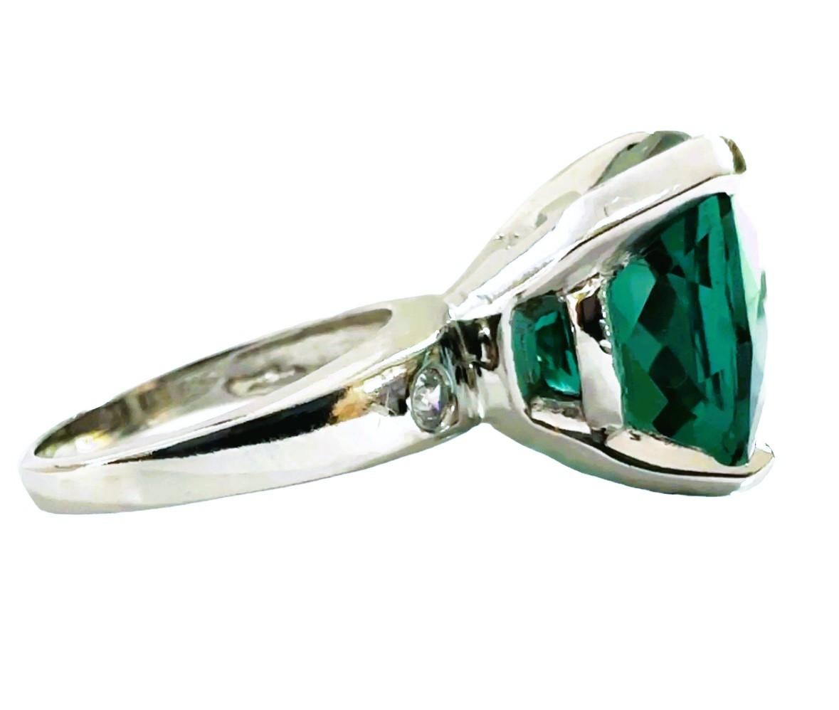 Women's New Santa Maria IF 14.80 Ct Greenish Aquamarine & White Sapphire Sterling Ring