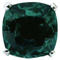 New Santa Maria IF 14.80 Ct Greenish Aquamarine & White Sapphire Sterling Ring