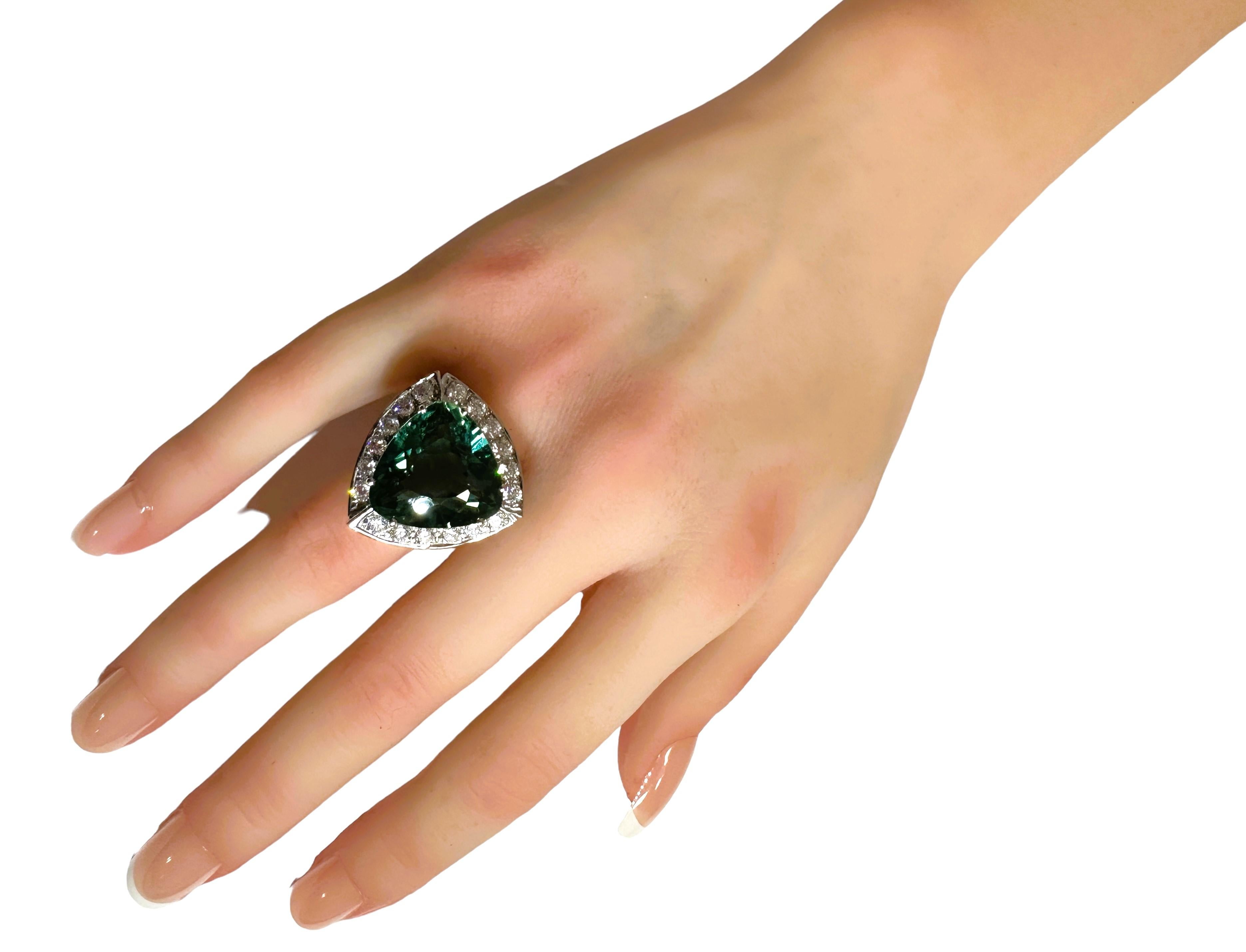 Women's New Santa Maria IF 15.3 Ct Trilliant Aquamarine & Sapphire Sterling Ring 