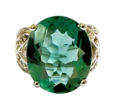 New Santa Maria IF 16 Ct Aquamarine Sterling Filigree Ring Size 6.5