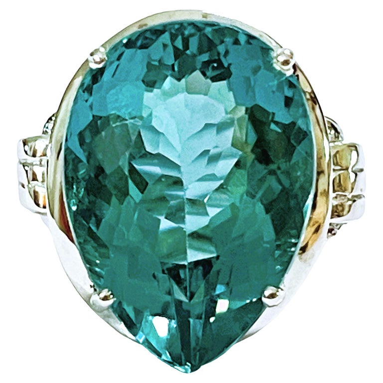 Bague Diamant Aigue-Marine Santa Maria 25 Carats - 8762501759305 - 58 Facettes