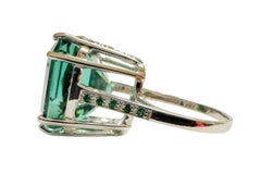 New Santa Maria IF 17.40 Ct Aquamarine & Blue Sapphire Sterling Ring