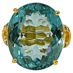 New Santa Maria IF 18.6 Ct Aquamarine & Blue Apatite Gold Plated Sterling Ring