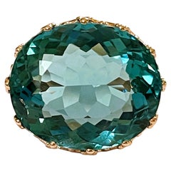 Nouveau Santa Maria IF 18.8 Carat Aquamarine RG Gold Plated Sterling Ring