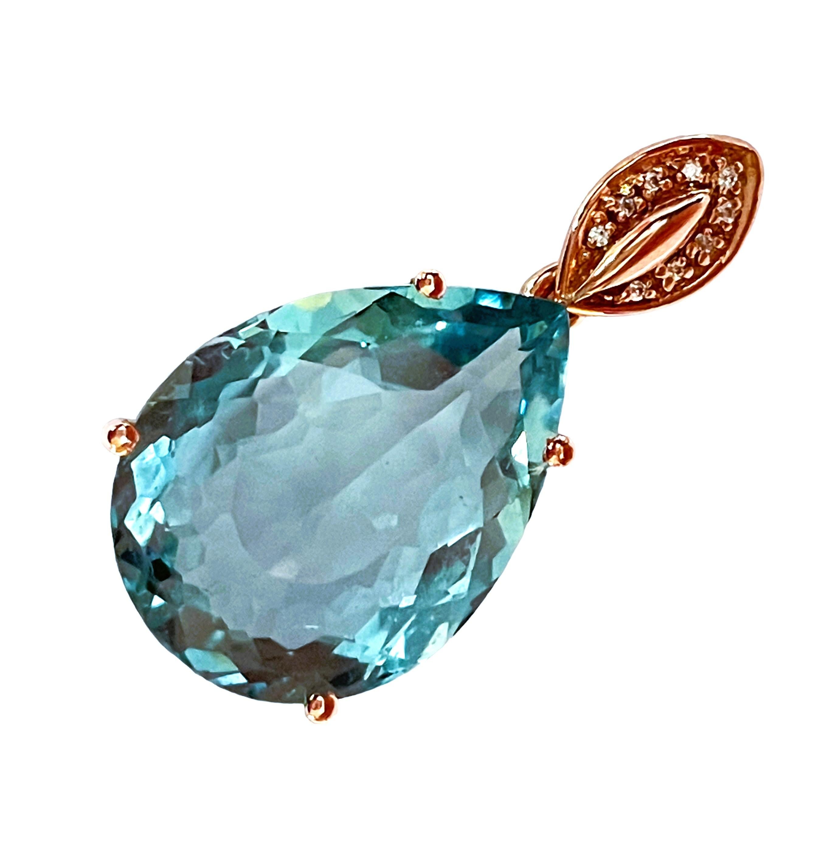 New Santa Maria IF 21.30ct Aquamarine & Sapphire RGold Plated Sterling Pendant In New Condition In Eagan, MN