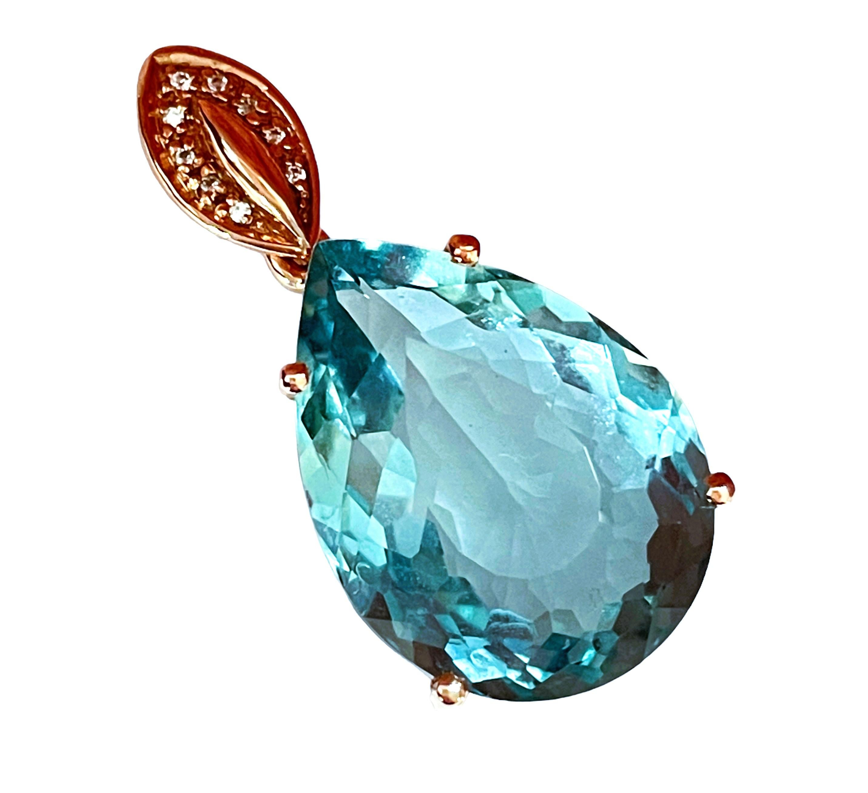 Women's New Santa Maria IF 21.30ct Aquamarine & Sapphire RGold Plated Sterling Pendant