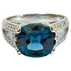 New Santa Maria If 3.30 Carat Blue Green Aquamarine Sterling Silver Ring
