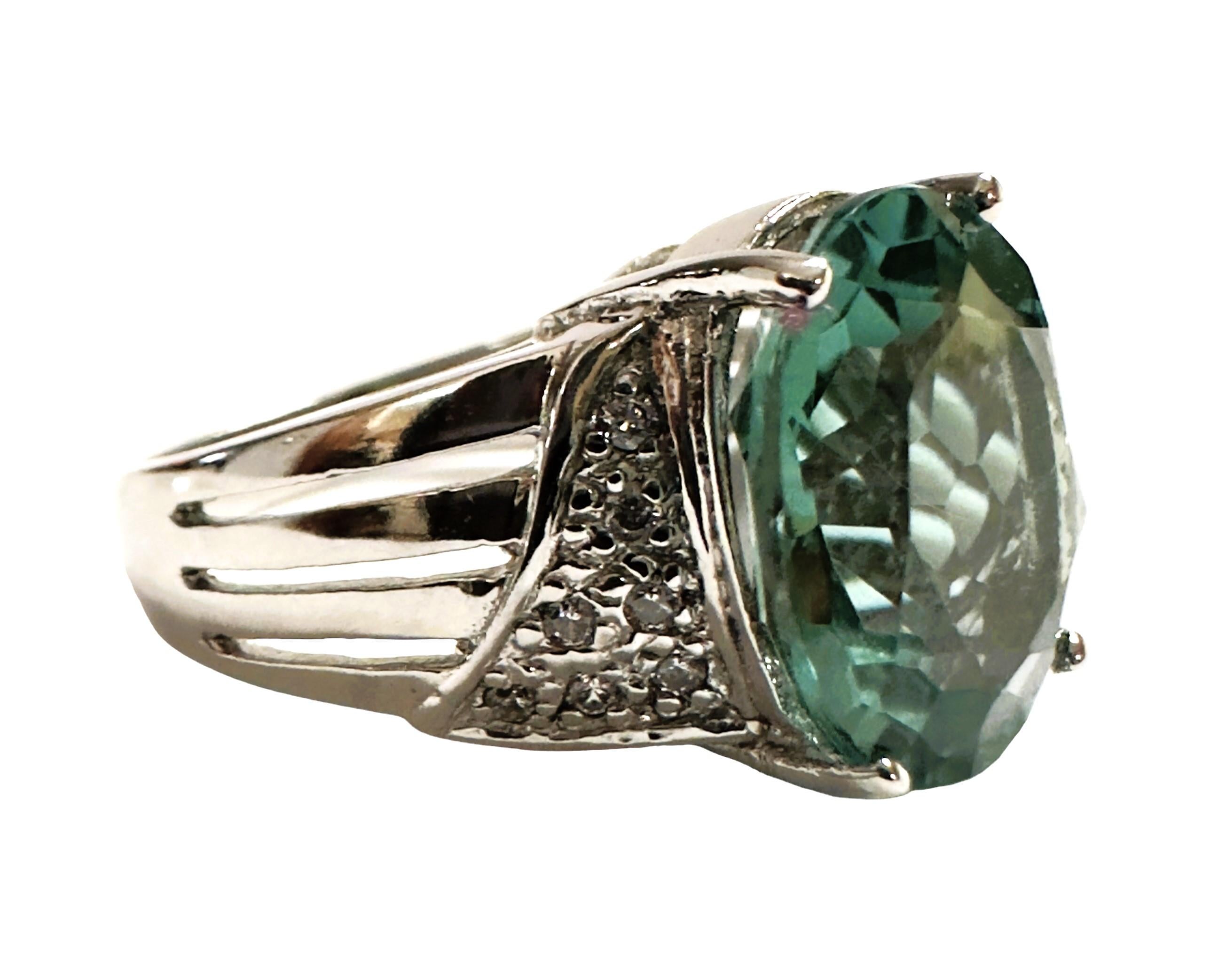 Women's New Santa Maria IF 5.3 Ct Aquamarine & White Sapphire Sterling Ring 