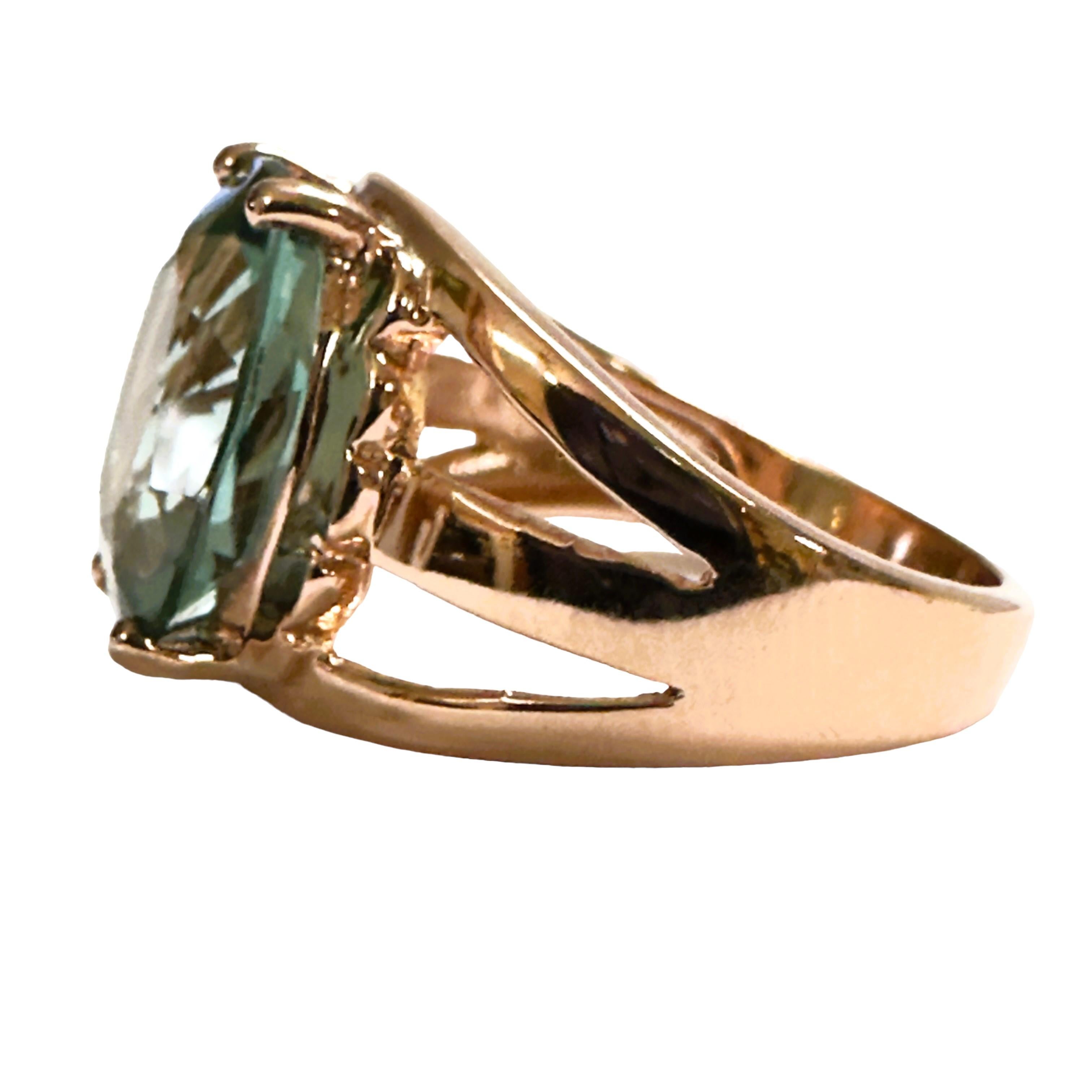 Art Deco New Santa Maria IF 5.80 Carat Aquamarine Rose Gold Plated Sterling Ring  For Sale