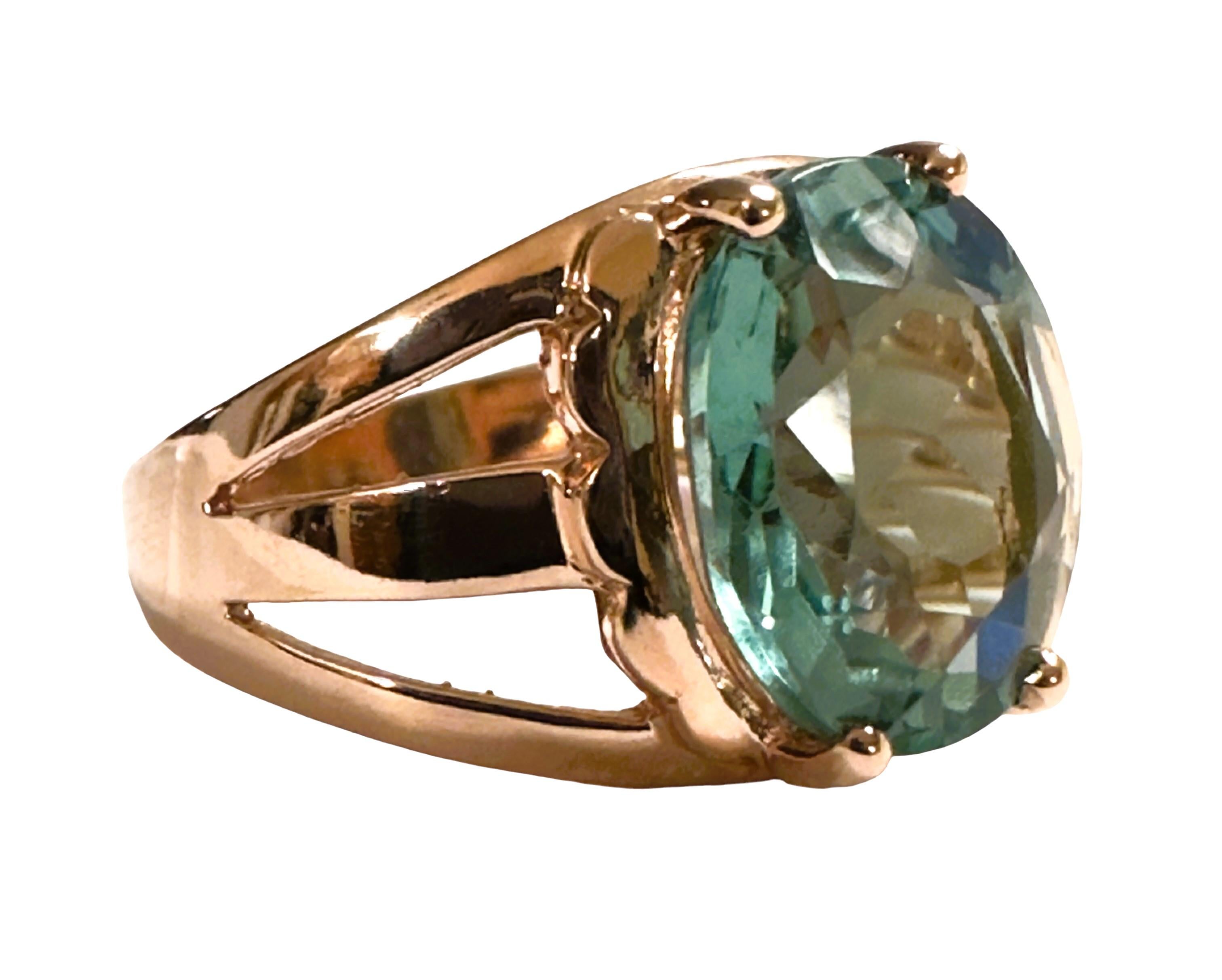 Women's New Santa Maria IF 5.80 Carat Aquamarine Rose Gold Plated Sterling Ring  For Sale