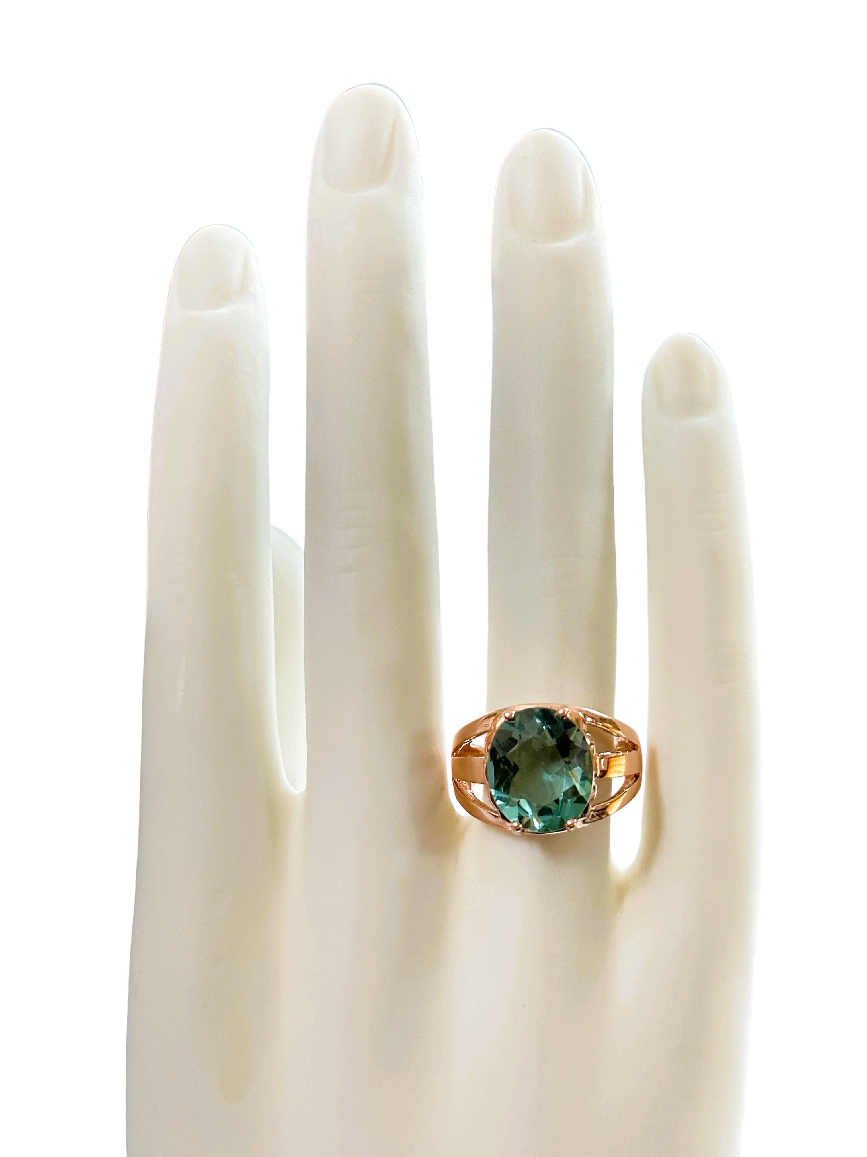 New Santa Maria IF 5.80 Carat Aquamarine Rose Gold Plated Sterling Ring  For Sale 1