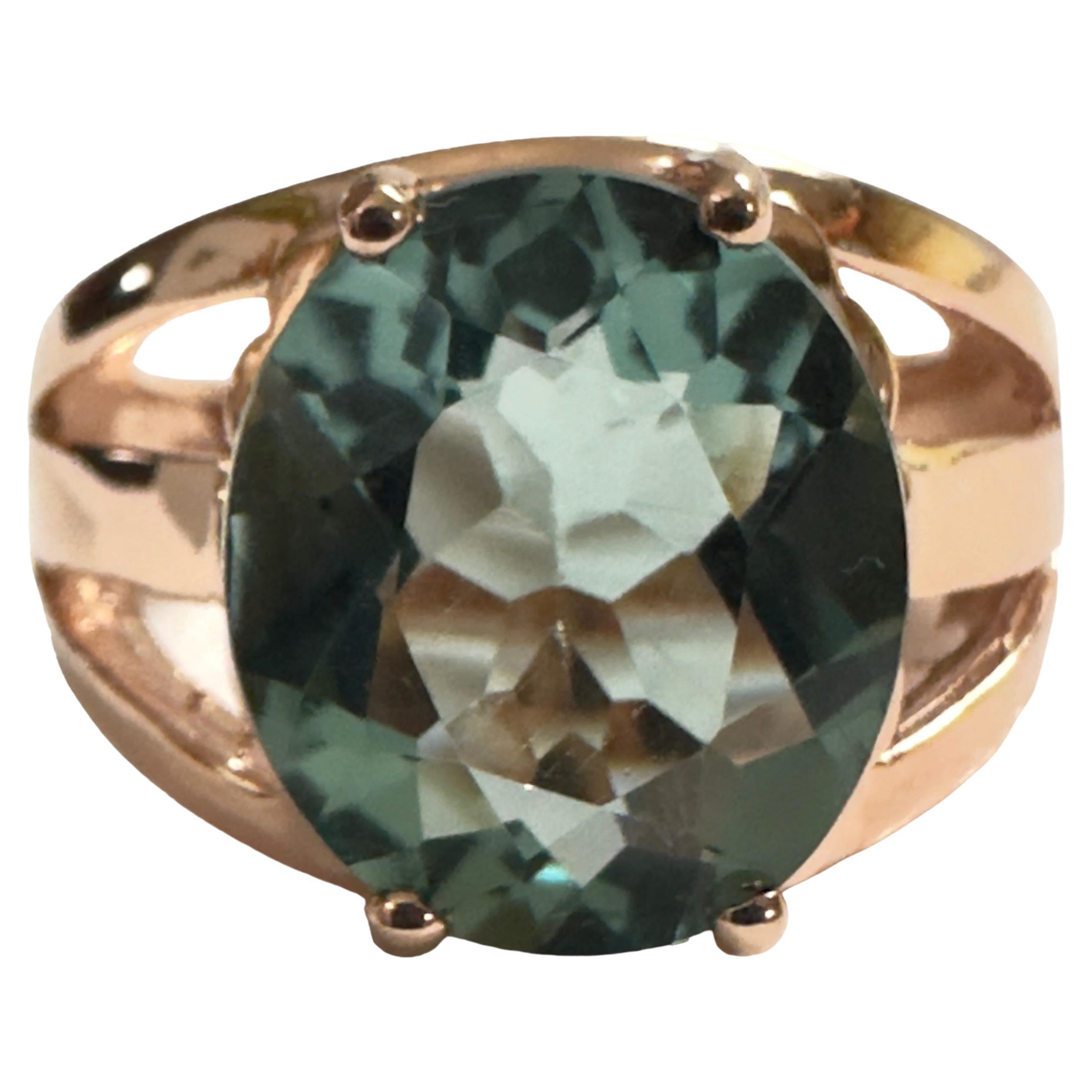 New Santa Maria IF 5.80 Carat Aquamarine Rose Gold Plated Sterling Ring  For Sale