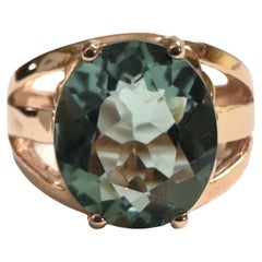 New Santa Maria IF 5.80 Carat Aquamarine Rose Gold Plated Sterling Ring 