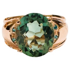 Nuovo anello Santa Maria IF 6 Ct Acquamarina e Apatite placcato in oro A. Silver