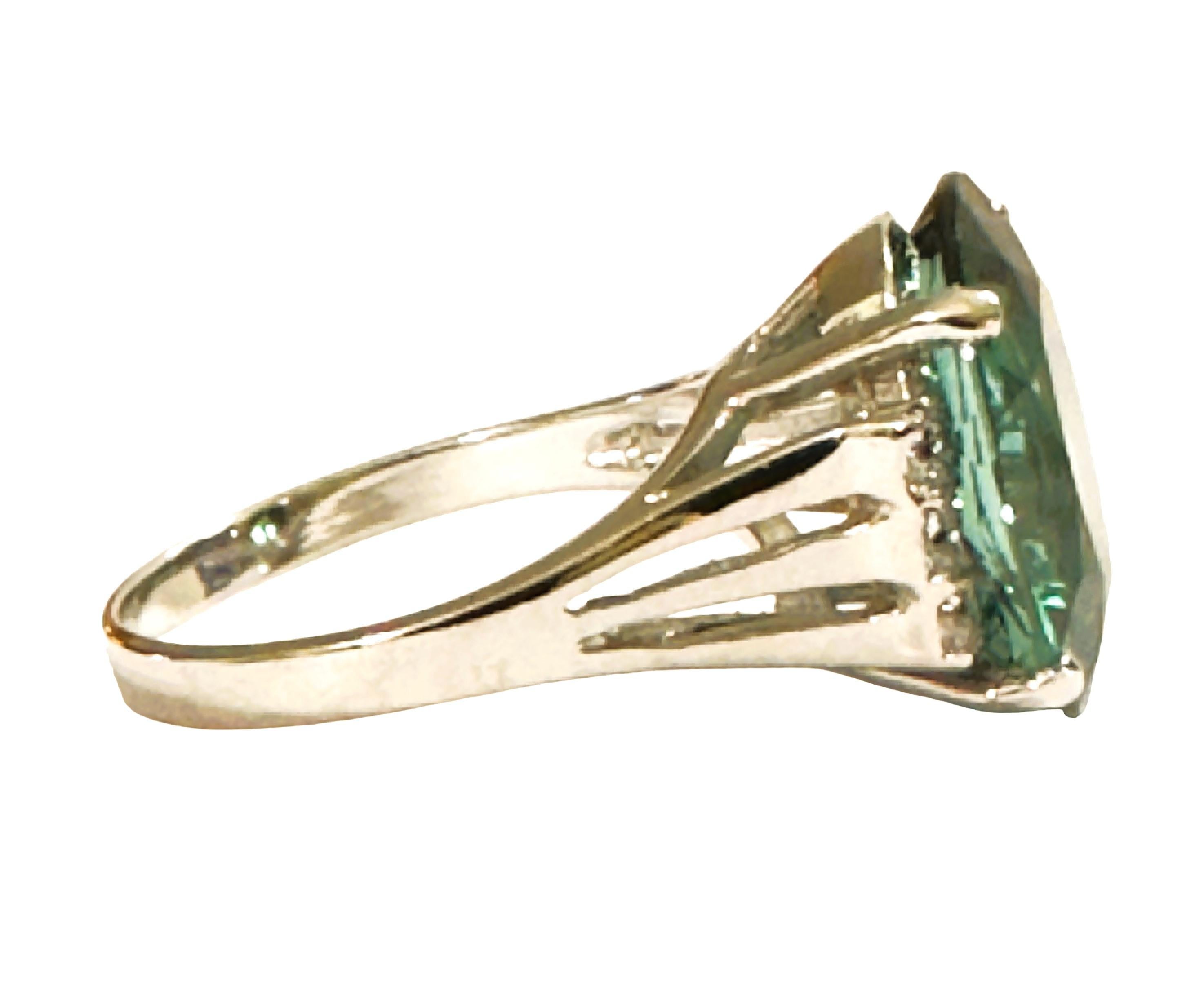 New Santa Maria IF 7.60 Carat Aquamarine & Sapphire Sterling Ring In New Condition In Eagan, MN