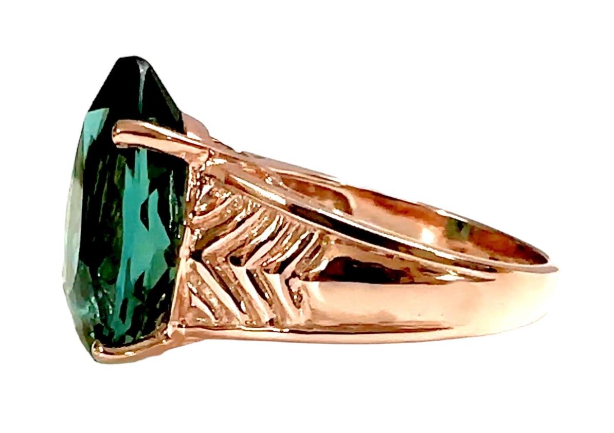 Art Deco New Santa Maria IF 8.50 Ct Aquamarine Rose Gold Plated Sterling Ring