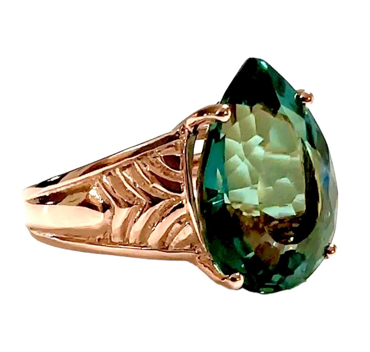 Women's New Santa Maria IF 8.50 Ct Aquamarine Rose Gold Plated Sterling Ring