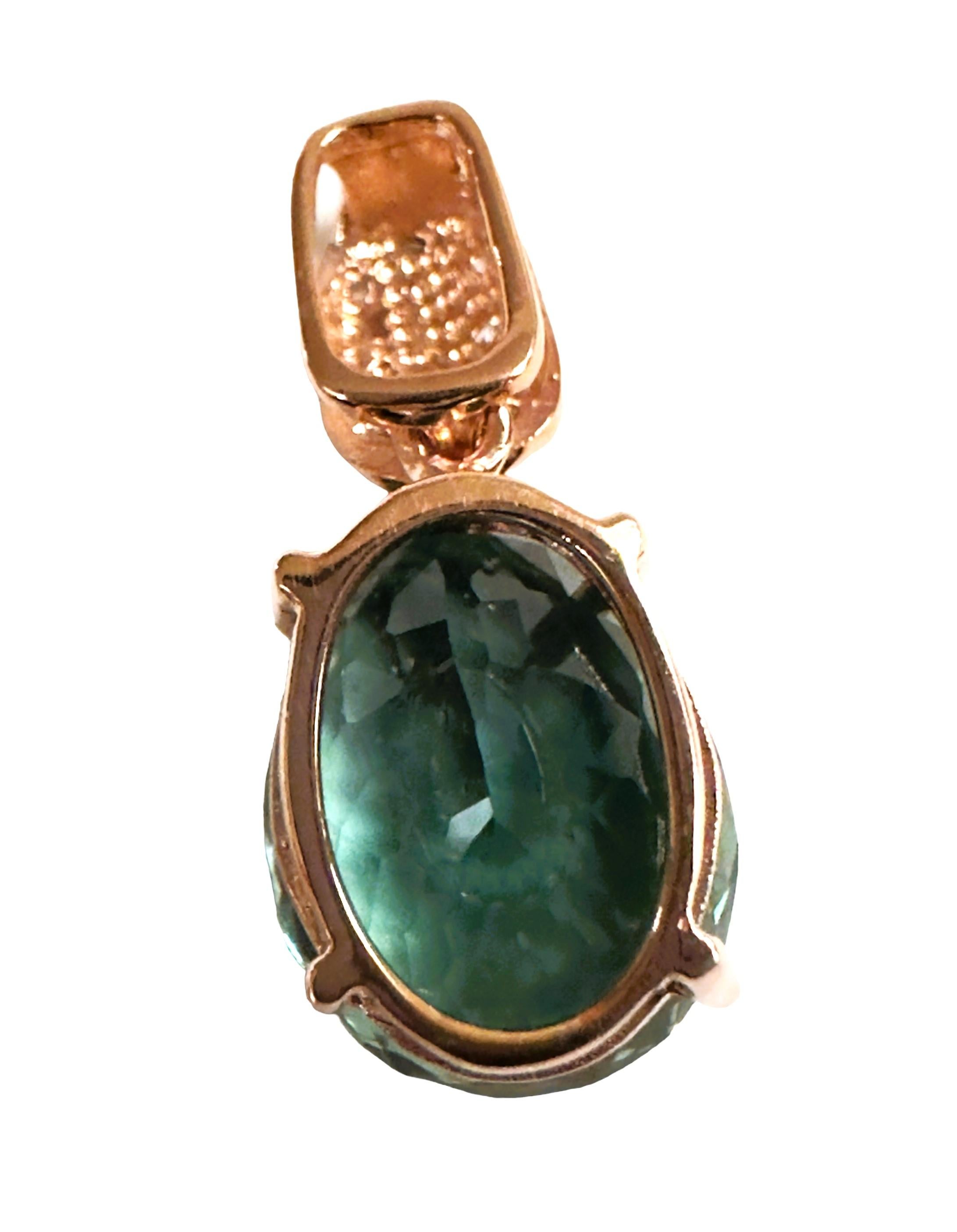 New Santa Maria IF 9.10 ct Aquamarine & Sapphire RGold Plated Sterling Pendant In New Condition In Eagan, MN