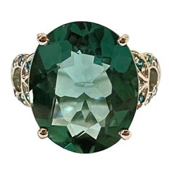 New Santa Maria IF 9.32 Ct Blue Green Aquamarine & Paraiba Apatite Sterling Ring