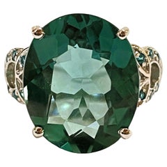 New Santa Maria IF 9.32 Ct Blue Green Aquamarine & Paraiba Apatite Sterling Ring