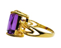 New Santa Maria IF 9.5 Ct Amethyst Yellow Gold Plated Sterling Ring