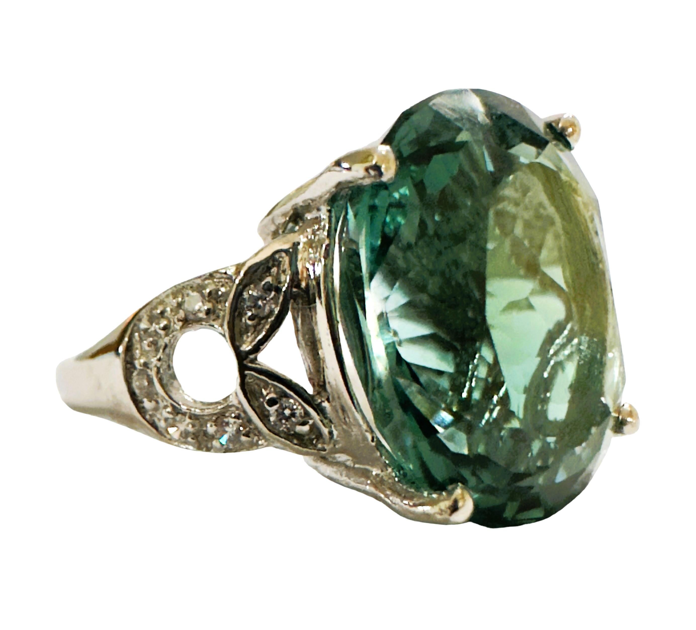 New Santa Maria IF 9.50 Carat Aquamarine & Sapphire Sterling Ring In New Condition In Eagan, MN
