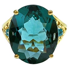 Santa Maria IF 9ct Blau-grüner Aquamarin-Ring, vergoldet über Sterling